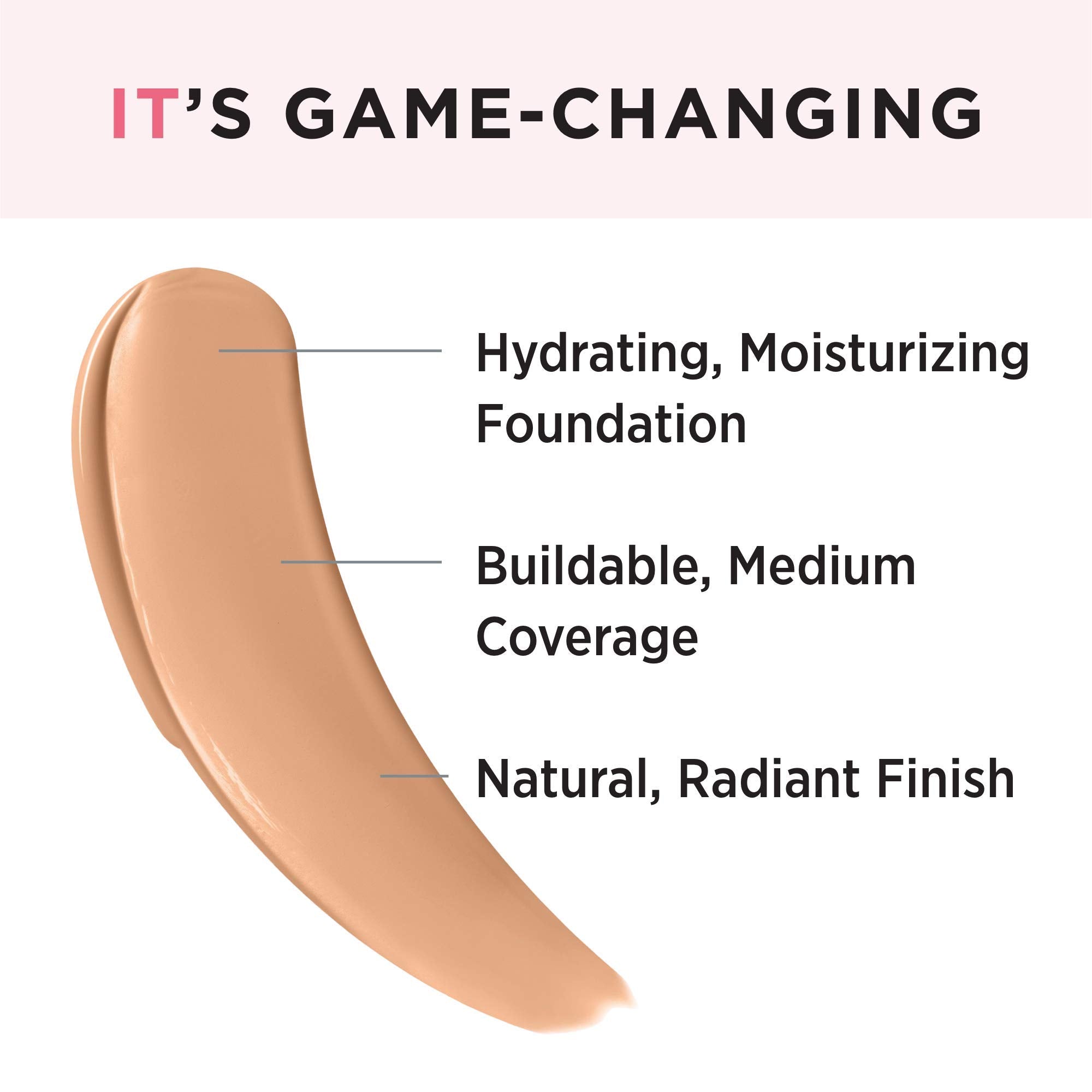 IT Cosmetics Your Skin But Better Foundation + Skincare - Hydrating Medium Buildable Coverage - Minimizes Pores & Imperfections - Natural Radiant Finish - With Hyaluronic Acid - 1.0 fl oz