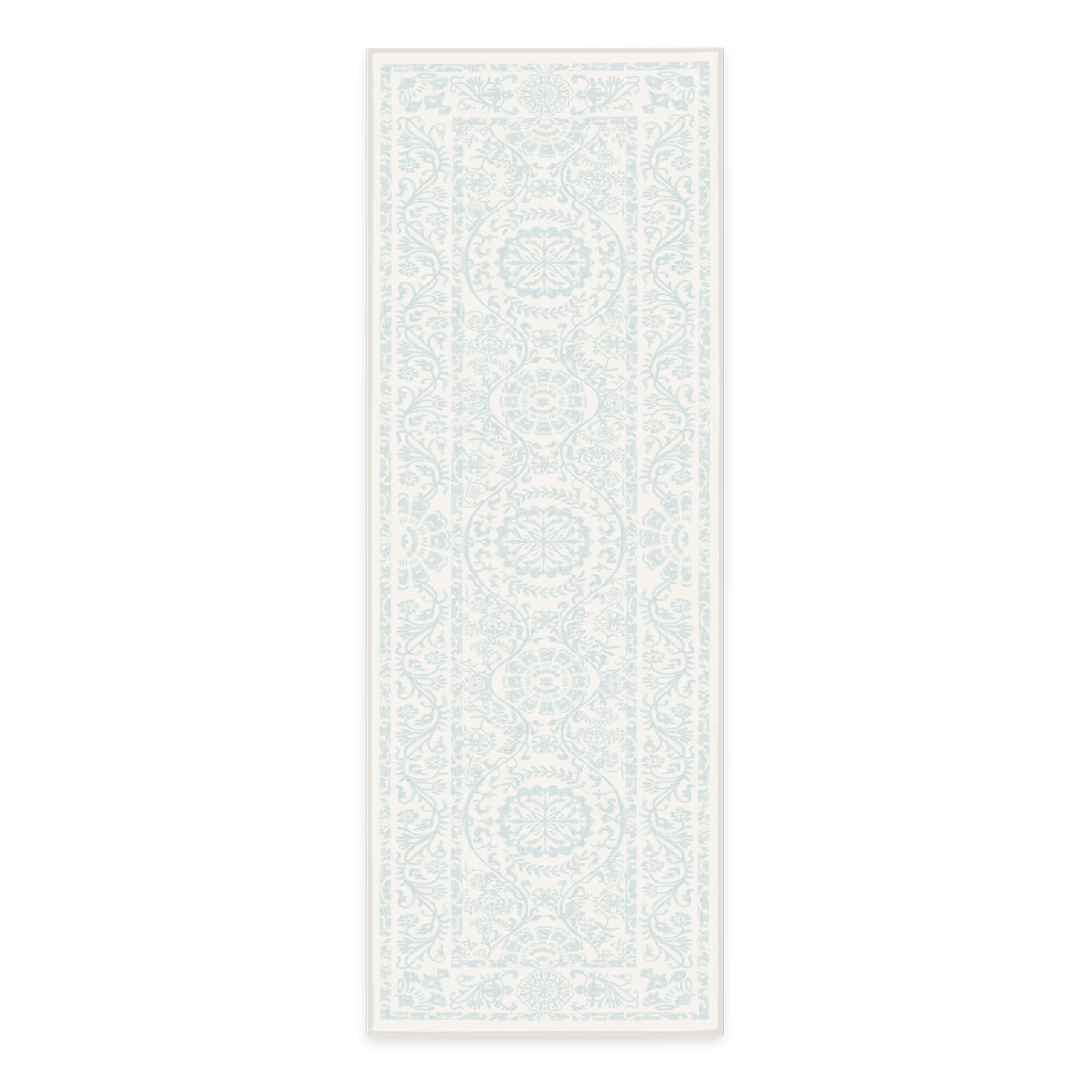 RUGGABLE Washable 2x3 Area Rug, Delphina Delft Blue, Premium Vintage Rugs for Living Room, Bedroom, Kitchen, Office, Classroom with Gripper Non Slip Pad