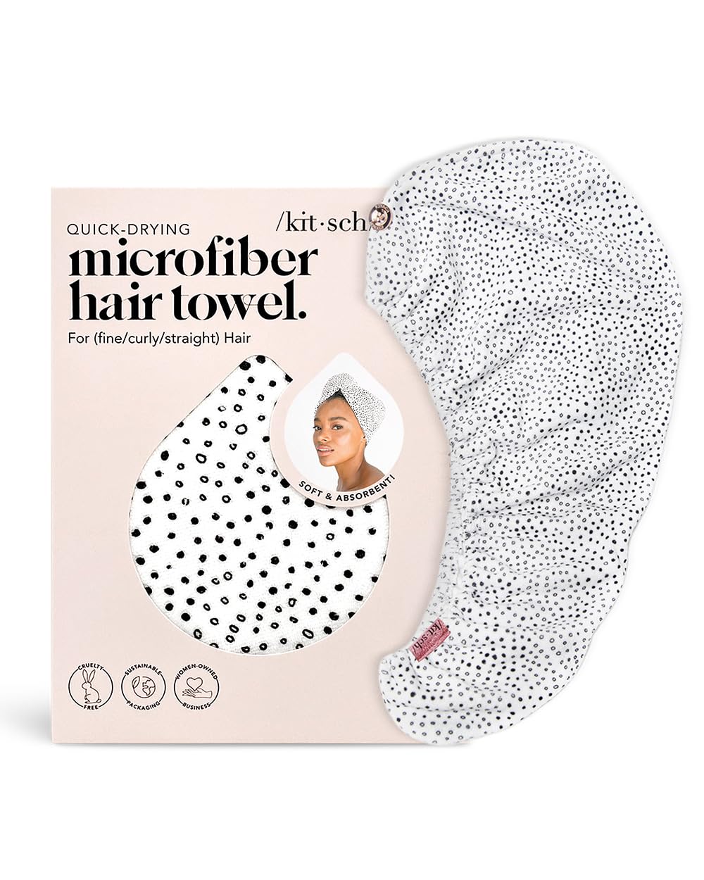 Kitsch Microfiber Hair Towel Wrap - Quick Dry Curly Hair Wraps for Women Wet Hair | Microfiber Towel for Hair | Hair Drying Towel Wrap | Hair Towels for Women | Hair Turban for Wet Hair (Blush)