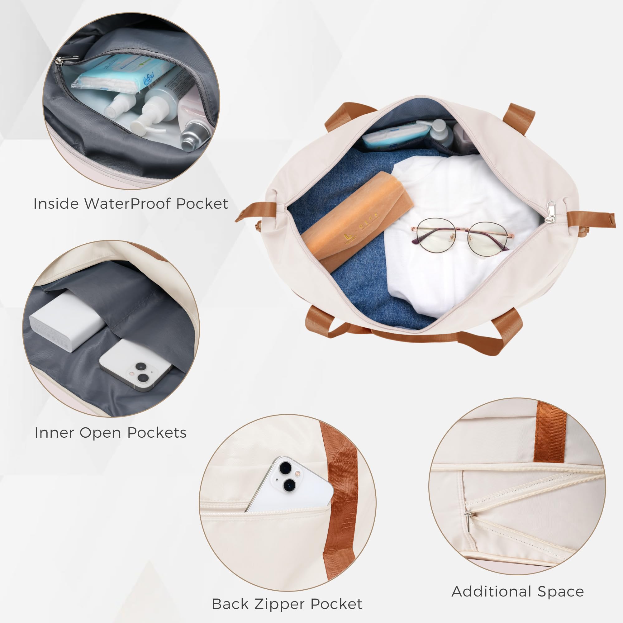 Merax 3 Pcs ABS Hardside Luggage Sets TSA Lock Spinner Wheel Suitcases, Pearly White, 20/24/28 Inch