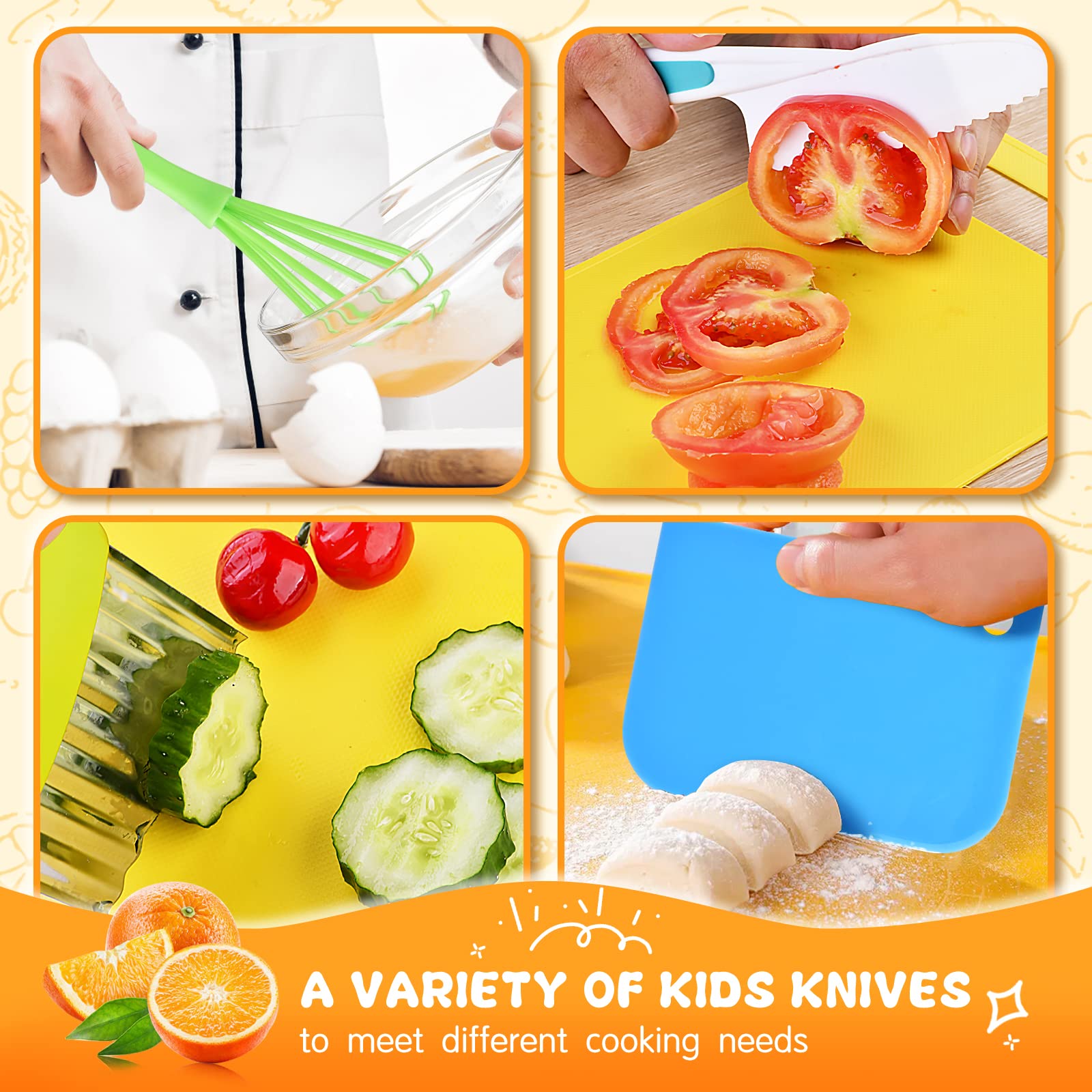 Montessori Kitchen Tools for Toddlers-Kids Cooking Sets Real-Toddler Safe Knives Set (13pcs)