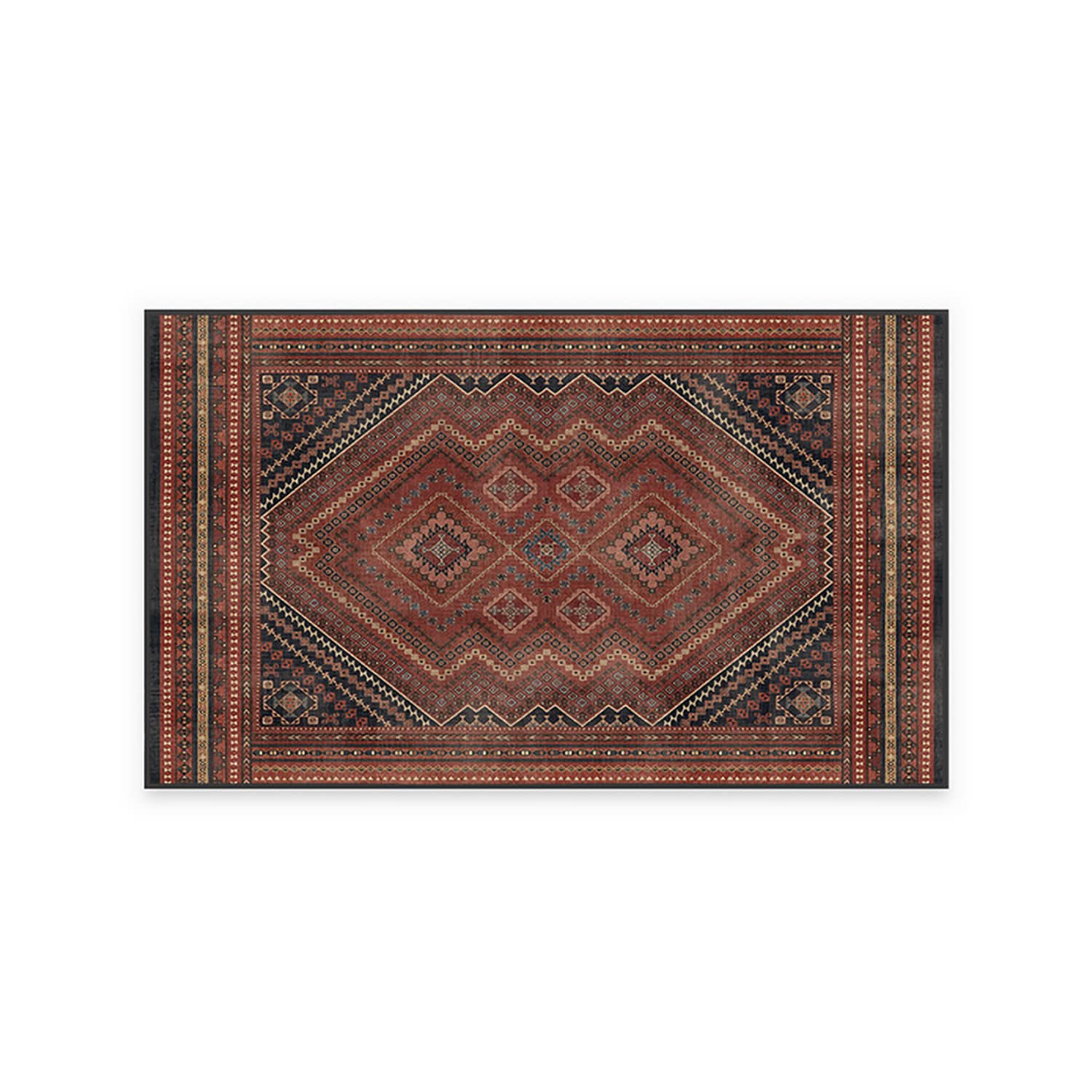 RUGGABLE Kaden Washable Rug - Perfect Vintage Area Rug for Living Room Bedroom Kitchen - Pet & Child Friendly - Stain & Water Resistant - Amber Red 3&