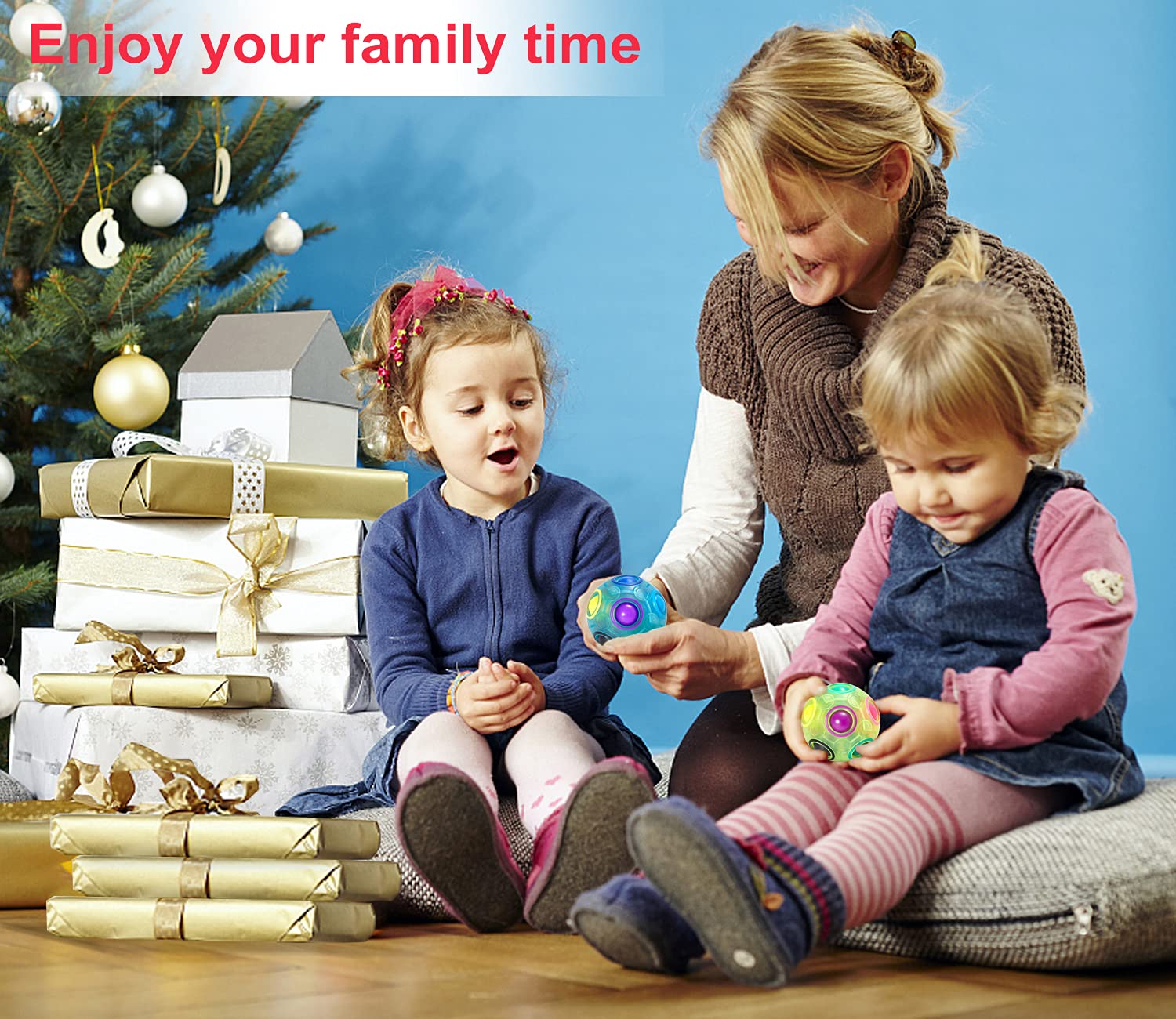 Vdealen Magic Rainbow Puzzle Ball- Fidget Ball Puzzle Game- Brain Teaser Toy for Boys & Girls- Birthday Party Christmas Easter Gift Stocking Stuffers Toy for Kids Teens Adults- 2 Pack