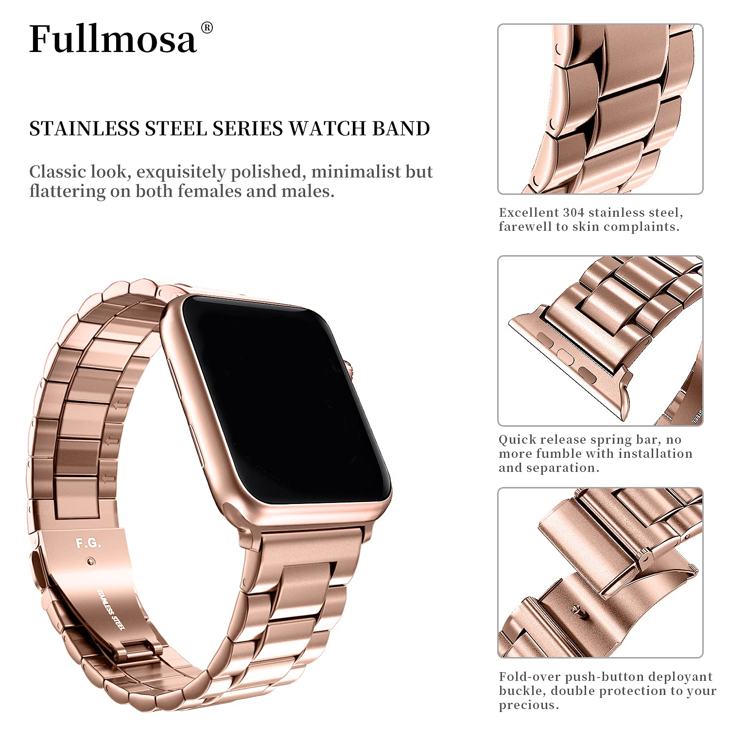 Fullmosa Compatible with Apple Watch Band 49mm 45mm 44mm 42mm 41mm 40mm 38mm, Stainless Steel iWatch Band with Case Compatible for Apple Watch Ultra 2 Ultra Series 10 9 8 7 6 5 4 3 2 1&iWatch SE