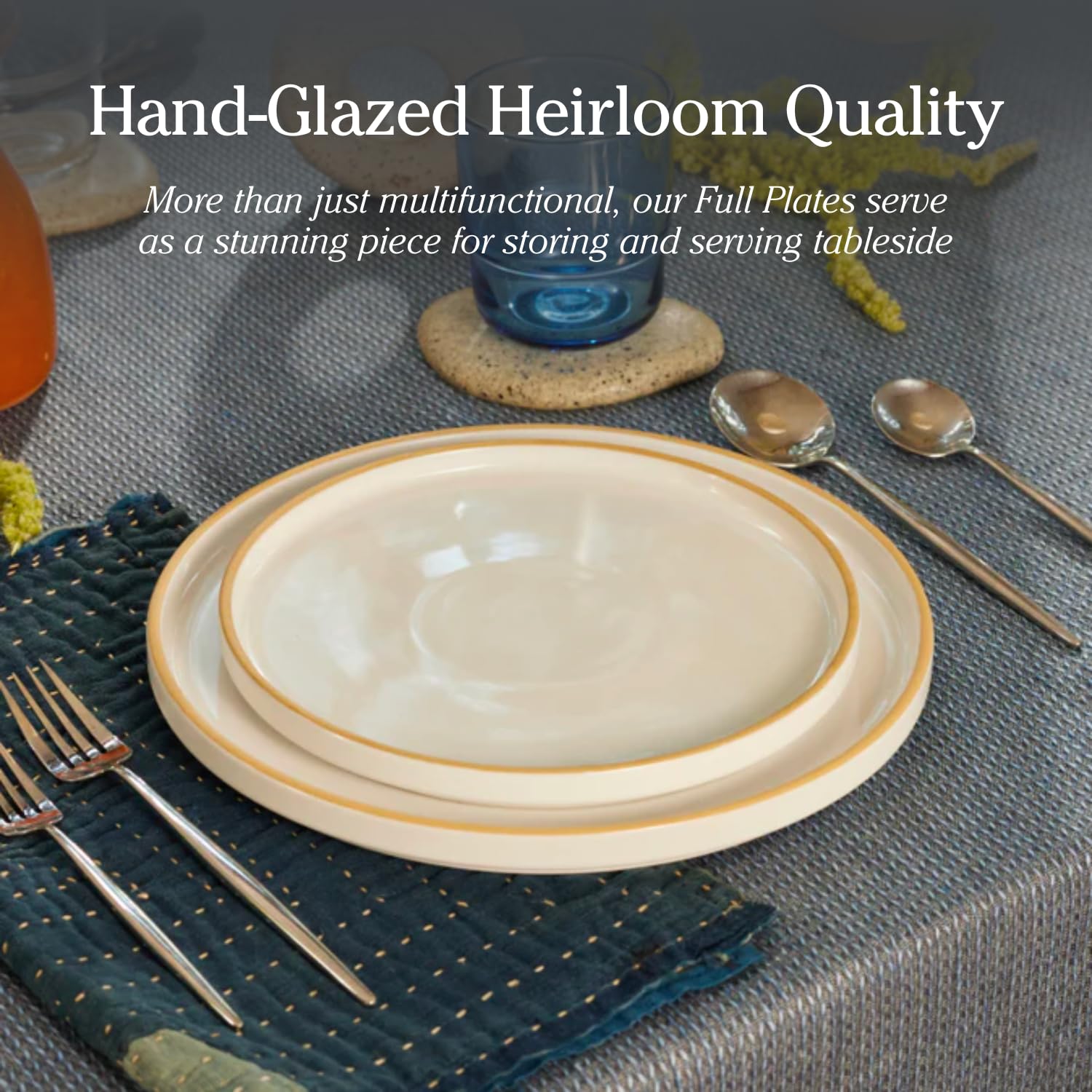Our Place Dinner Plates - Set of Four 10.5” Handcrafted Ceramic Dinner Plates | Chip-Resistant, Restaurant-Grade | Stackable & Space-Saving | Steam