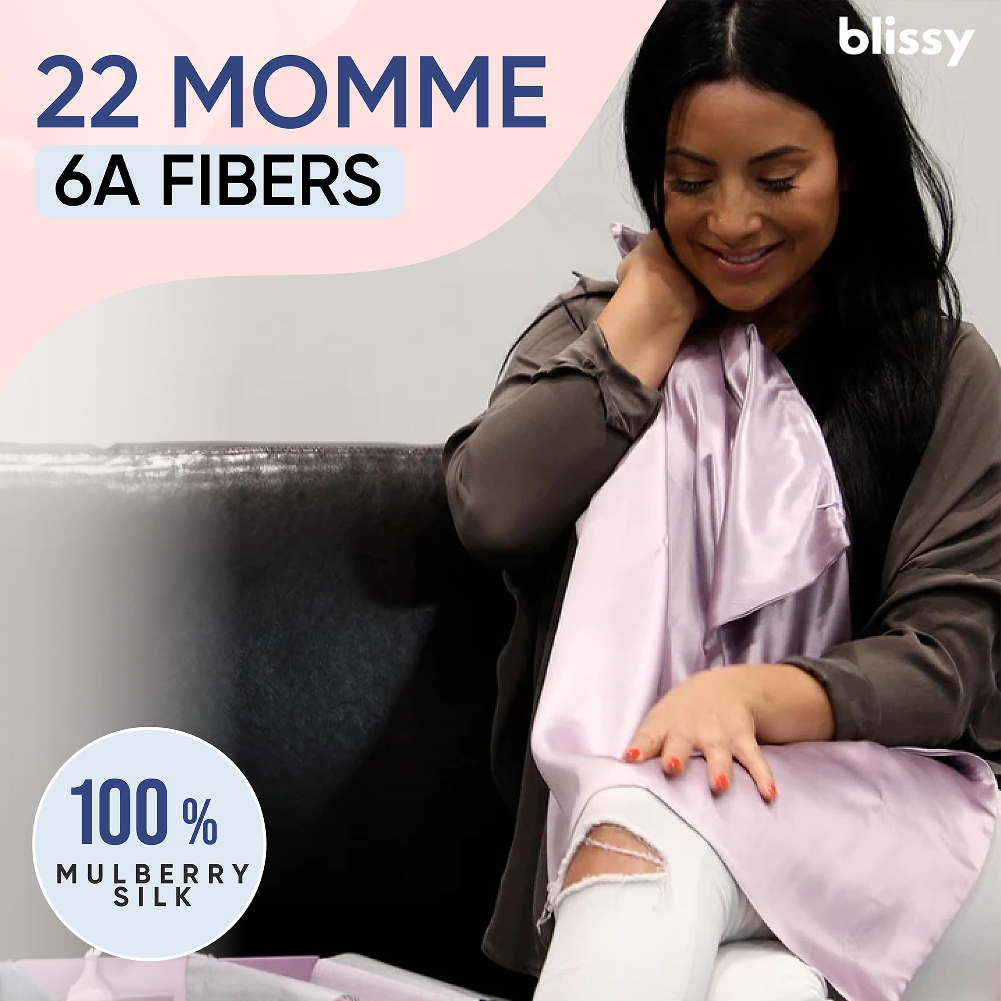 Blissy Silk Pillowcase - 100% Pure Mulberry Silk - 22 Momme 6A High-Grade Fibers - Silk Pillow Cover for Hair & Skin - Regular, Queen & King with Hidden Zipper (Queen, Plum)