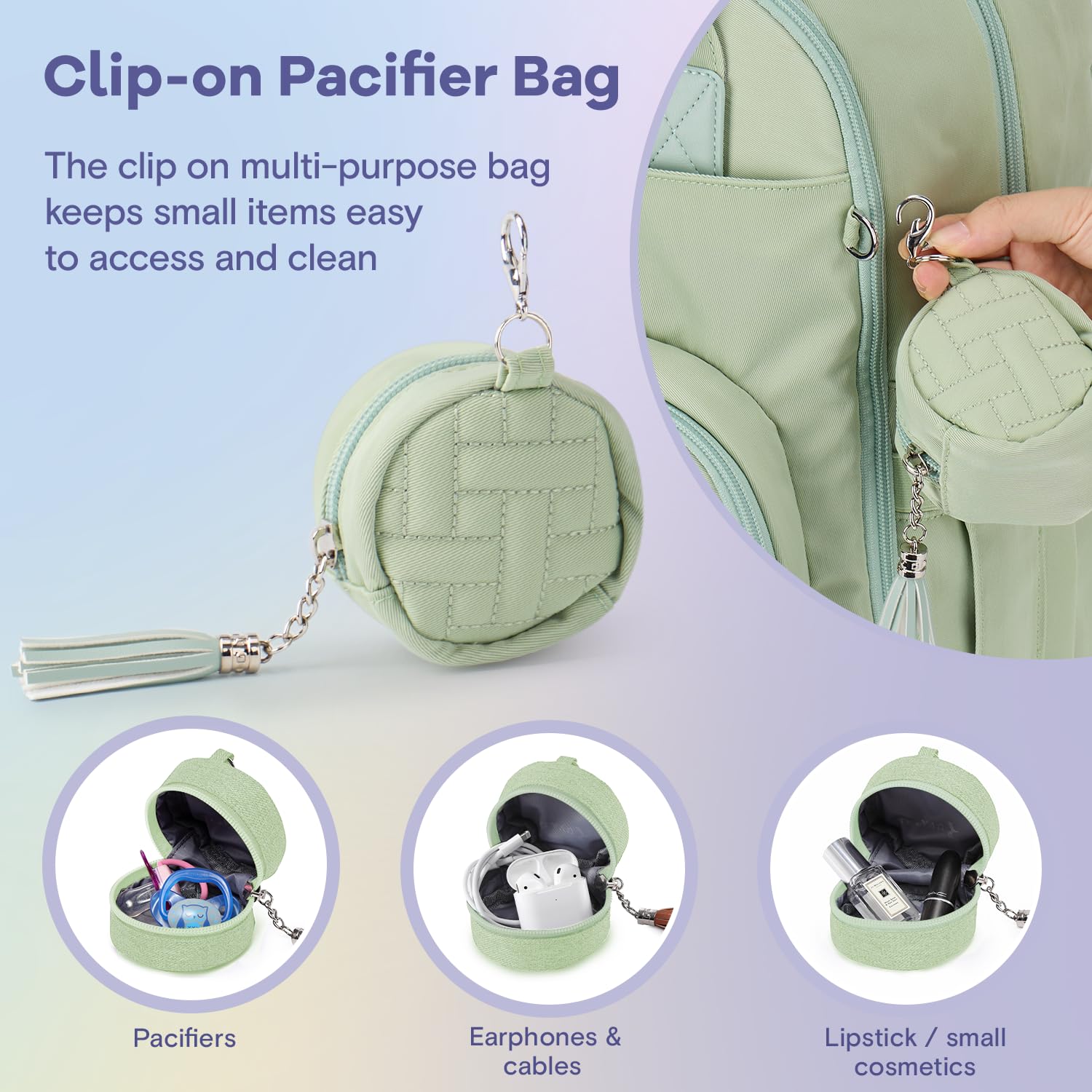RUVALINO Diaper Bag Backpack, Multifunction Travel Pack Maternity Baby Changing Bags, Large Capacity, Waterproof, Beige