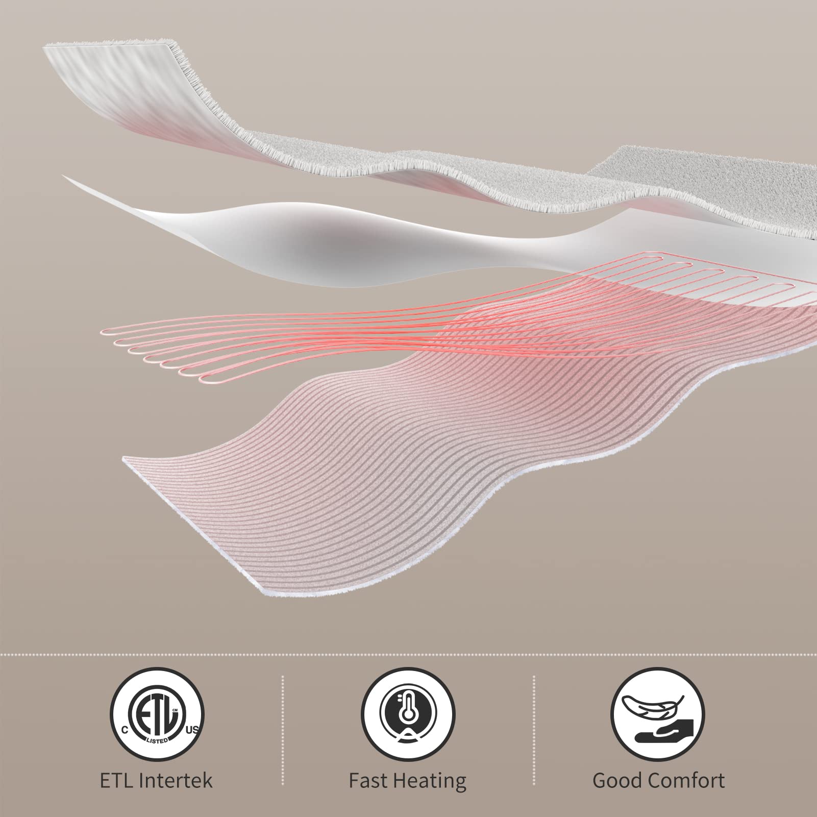 Electric Blanket Heated Throw, Heated Blanket Soft Flannel Heating Blanket Queen Size Machine Washable ETL&FCC Certification (Beige, 84 * 90)