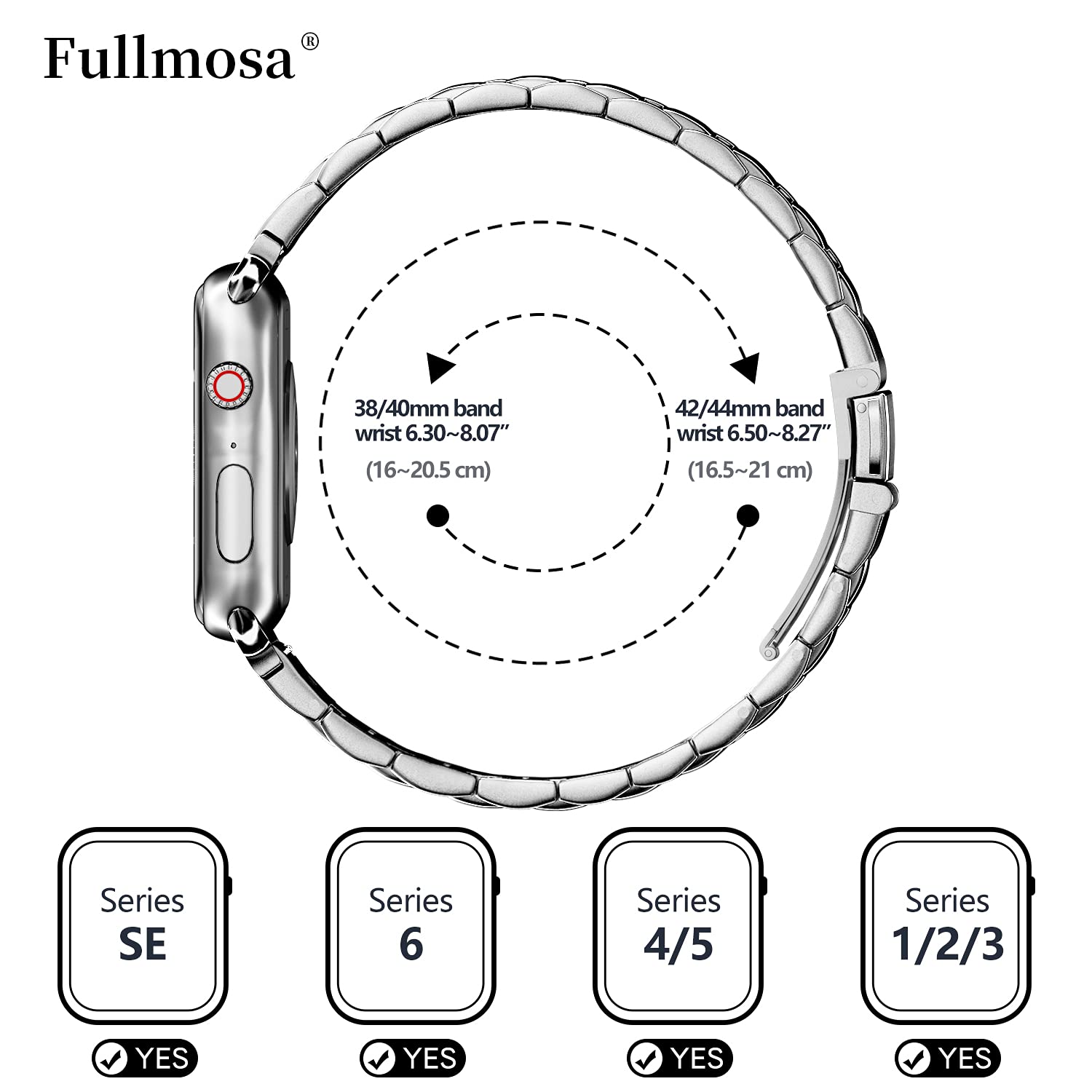 Fullmosa Compatible with Apple Watch Band 49mm 45mm 44mm 42mm 41mm 40mm 38mm, Stainless Steel iWatch Band with Case Compatible for Apple Watch Ultra 2 Ultra Series 10 9 8 7 6 5 4 3 2 1&iWatch SE
