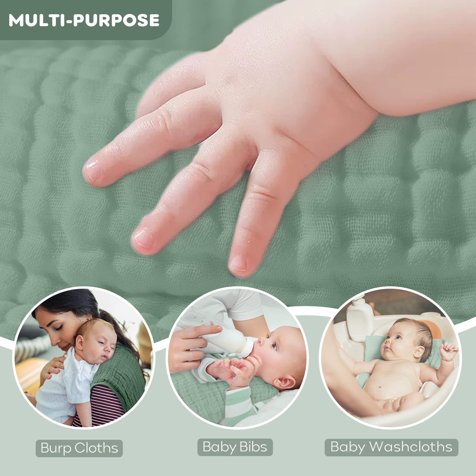 Yoofoss Muslin Burp Cloths for Baby 10 Pack 100% Cotton Baby Washcloths for Boys Girls Large 20&