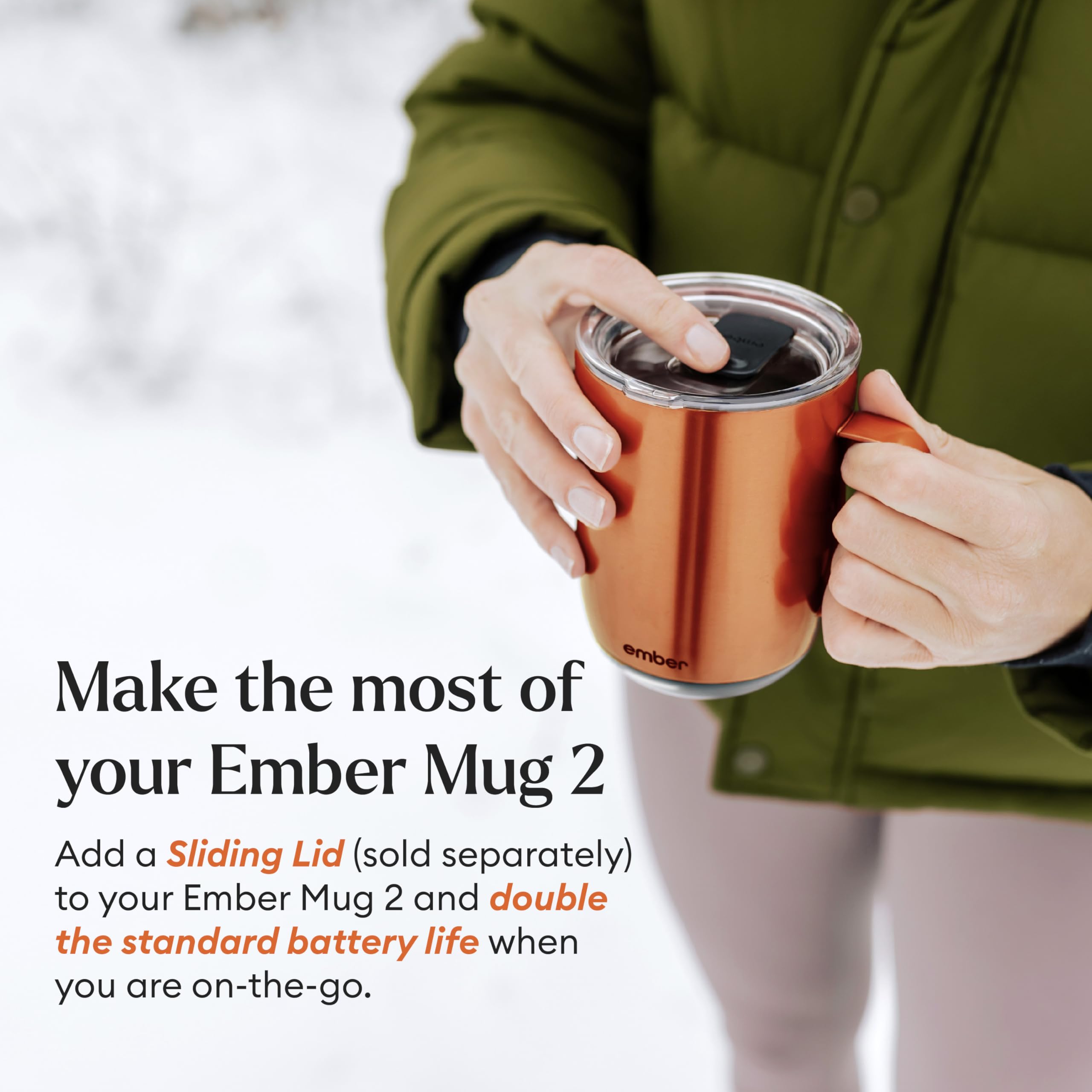 Ember Temperature Control Smart Mug 2, 14 Oz, App-Controlled Heated Coffee Mug with 80 Min Battery Life and Improved Design, White