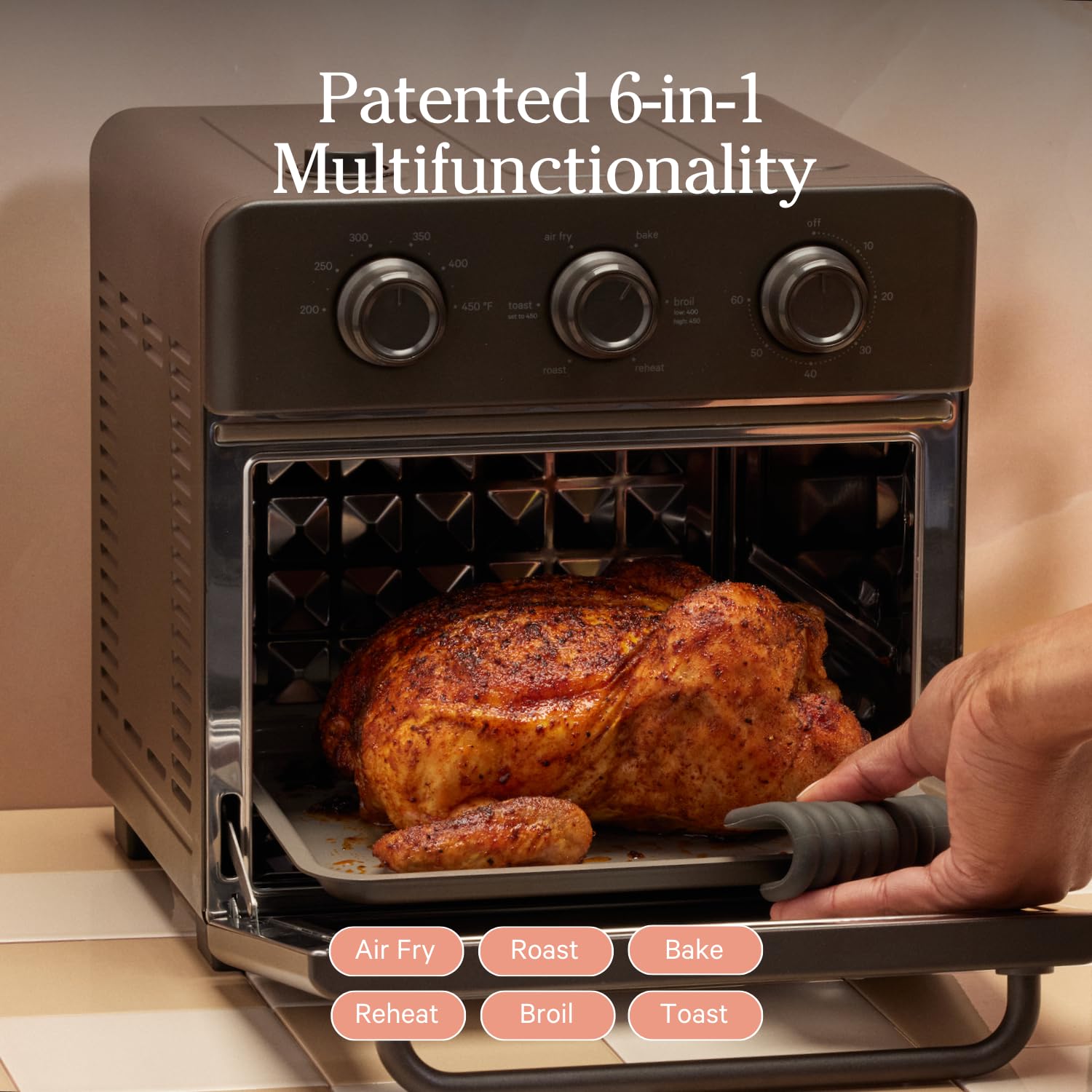 Our Place Wonder Oven | 6-in-1 Air Fryer & Toaster Oven with Steam Infusion | Compact, Countertop Friendly, Fast Preheat, Multifunctional | Air Fry, Toast, Roast, Bake, Reheat & Broil | Steam