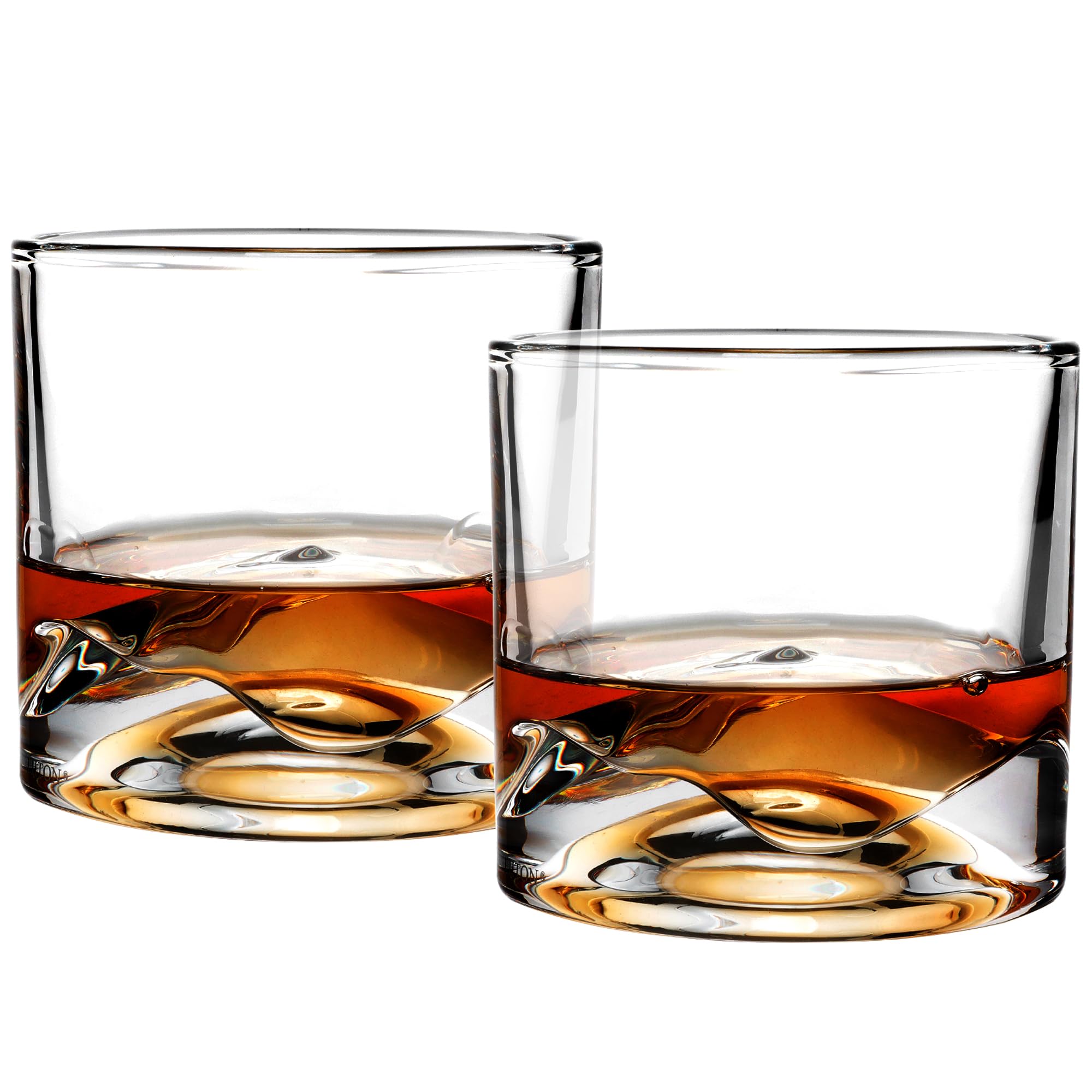 LIITON Heavy Crystal Whiskey Glasses Gift Set, Thick Freezable Bourbon Glass 1lb Each, Premium Whiskey Gifts for Men, Frozen Crystal Chills Cocktails Featuring Grand Canyon Glasses Set of 2, 10 oz