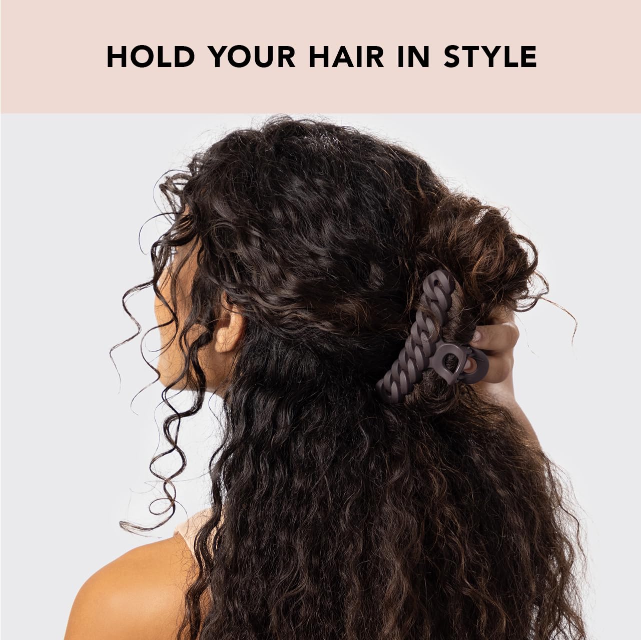 Kitsch Recycled Plastic Large Claw Clip - Big Chain Hair Clips for Women | Large Hair Claw Clips & Jaw Clips| Big Claw Clips for Thick Hair | Claw Hair Clips for Girls (3pc Set Large Neutrals)