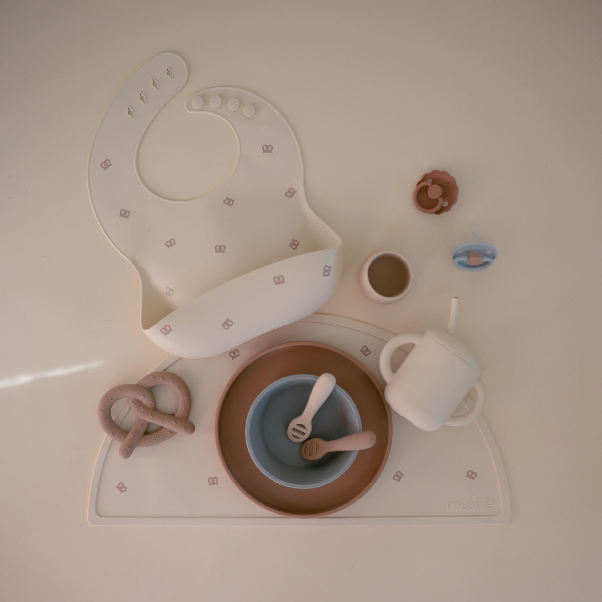 mushie Silicone Baby Bib | Adjustable Fit Waterproof Bibs (Whales)