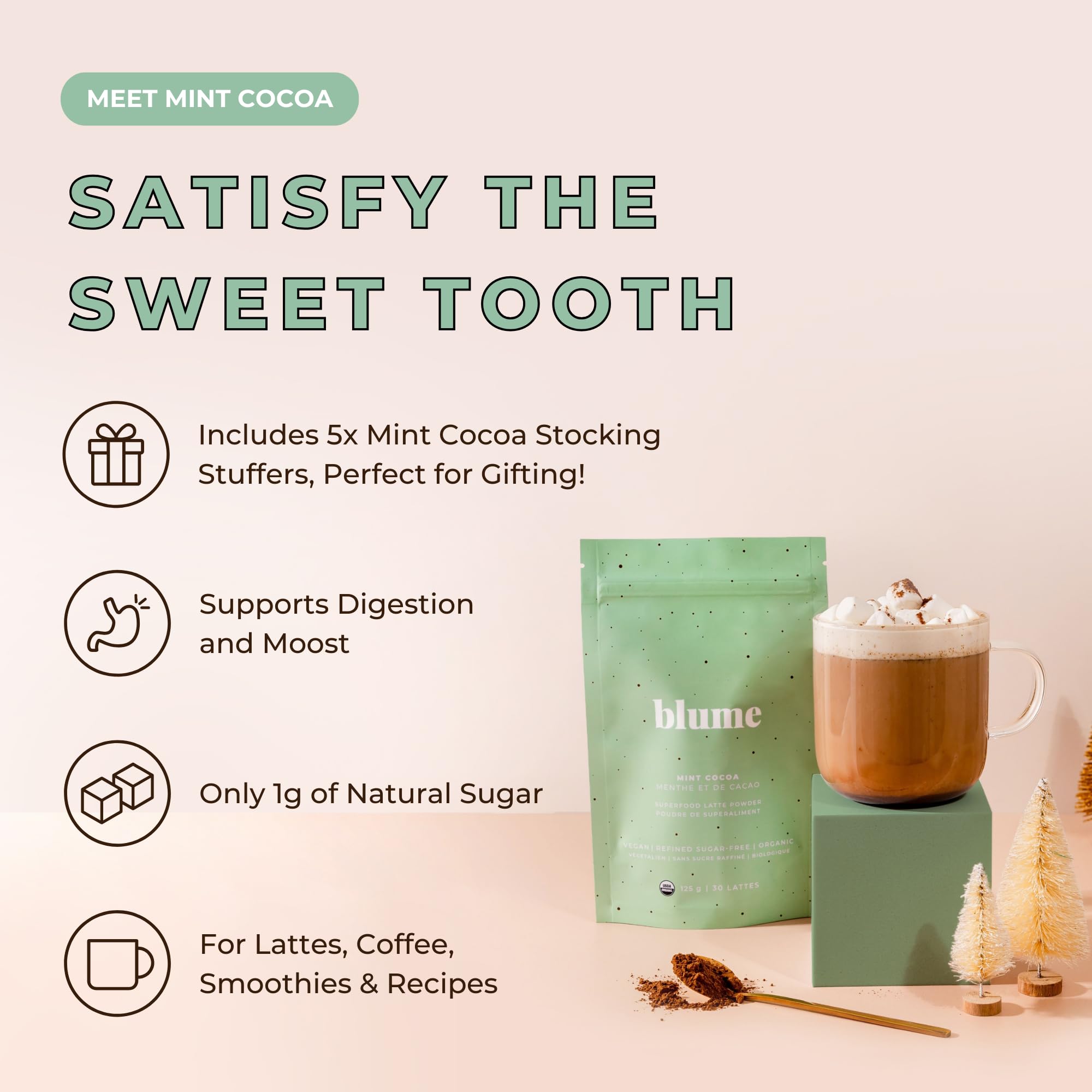 Blume Rose London Fog Latte with Zero Sugar or Caffeine - Certified Organic, Vegan and Gluten-Free - Tart Cherry & Rosehips blend rich Antioxidant & Vitamin to Ease Bloating and Boost Your Natural Glow - 30 Servings