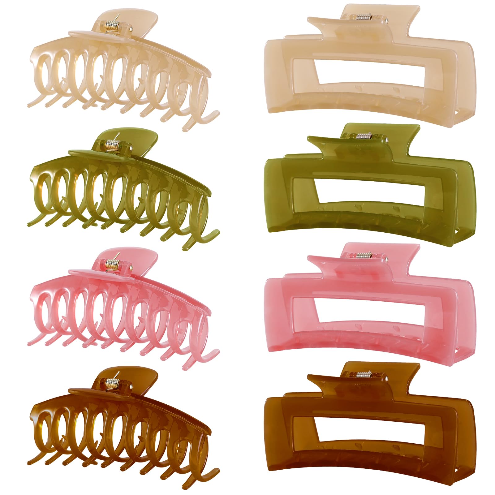 LuSeren Hair Clips for Women 4.3 Inch Large Hair Claw Clips for Women Thin Thick Curly Hair, Big Matte Banana Clips,Strong Hold jaw clips,Neutral Colors