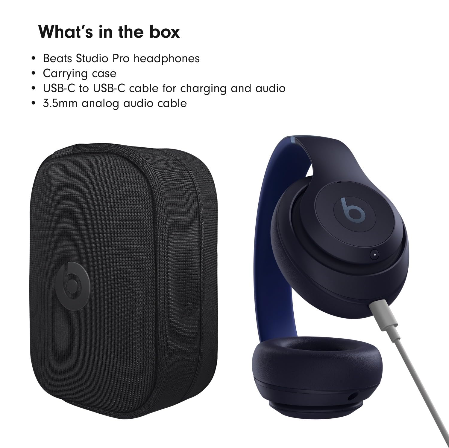 Beats Studio Pro - Wireless Bluetooth Noise Cancelling Headphones - Personalized Spatial Audio, USB-C Lossless Audio, Apple & Android Compatibility, Up to 40 Hours Battery Life - Matte White