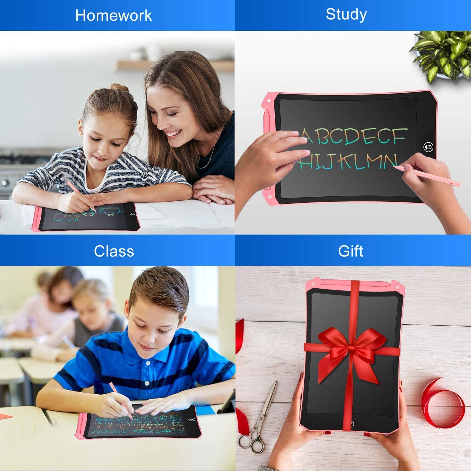 cimetech 2 Pack LCD Writing Tablet for Kids Toys, Colorful Drawing Tablet Doodle Board Writing Pad for Toddler Gifts, Kids Travel Essentials, Christmas Stocking Stuffers for 3-12 Years Boys Girls