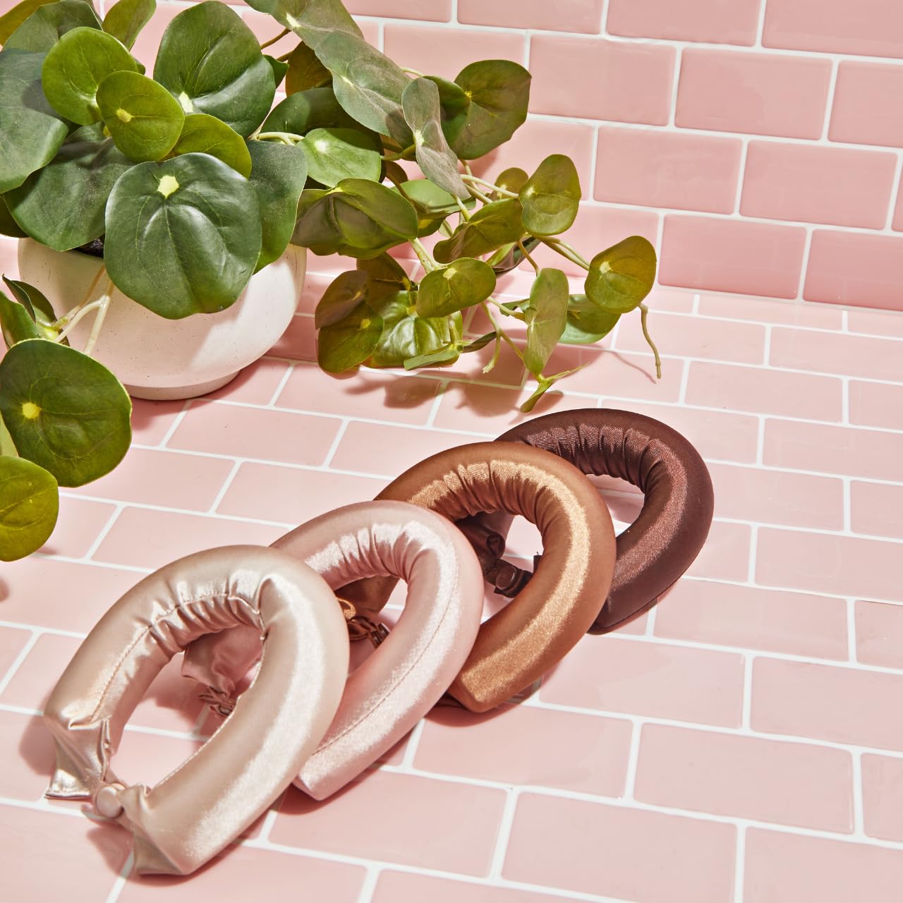 Kitsch Satin Heatless Curling Rod- XL Heatless Hair Curler w/Reliable Snap - Heatless Curls Overnight - Soft Hair Rollers to Sleep In - No Heat Curls Overnight Curlers for Short Hair - 4pcs -Rosewood