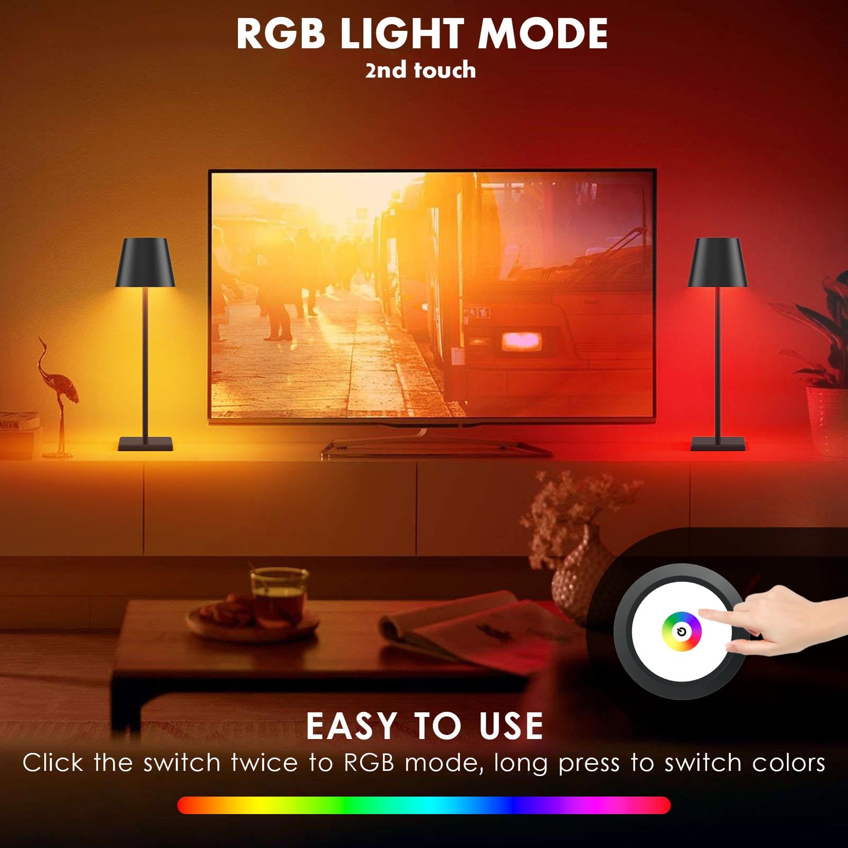 2-Pack LED Cordless Table Lamp, Rechargeable Battery Desk lamp 3W 5500mAh Battery Operated Stepless Dimming Modern Portable Table Light for Restaurant/Bedroom/Outdoor IP54 Waterproof (Off White)