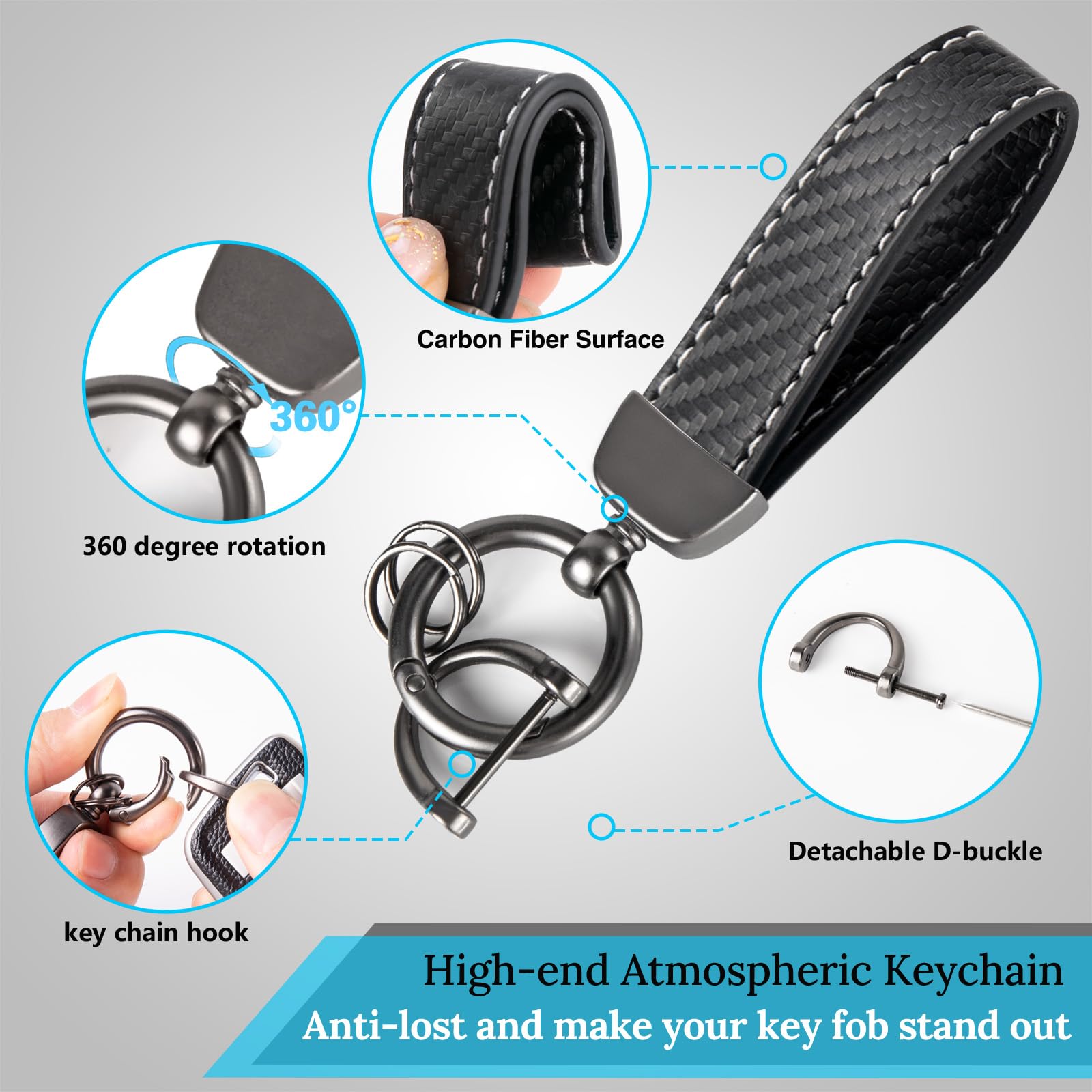 Cadillac Key Fob Cover with Metal Braided Rope Keychain, Upgraded Soft Key Case for 2015-2019 Escalade CTS SRX XT5 ATS STS CT6 (5 Button) (Gold Edge)