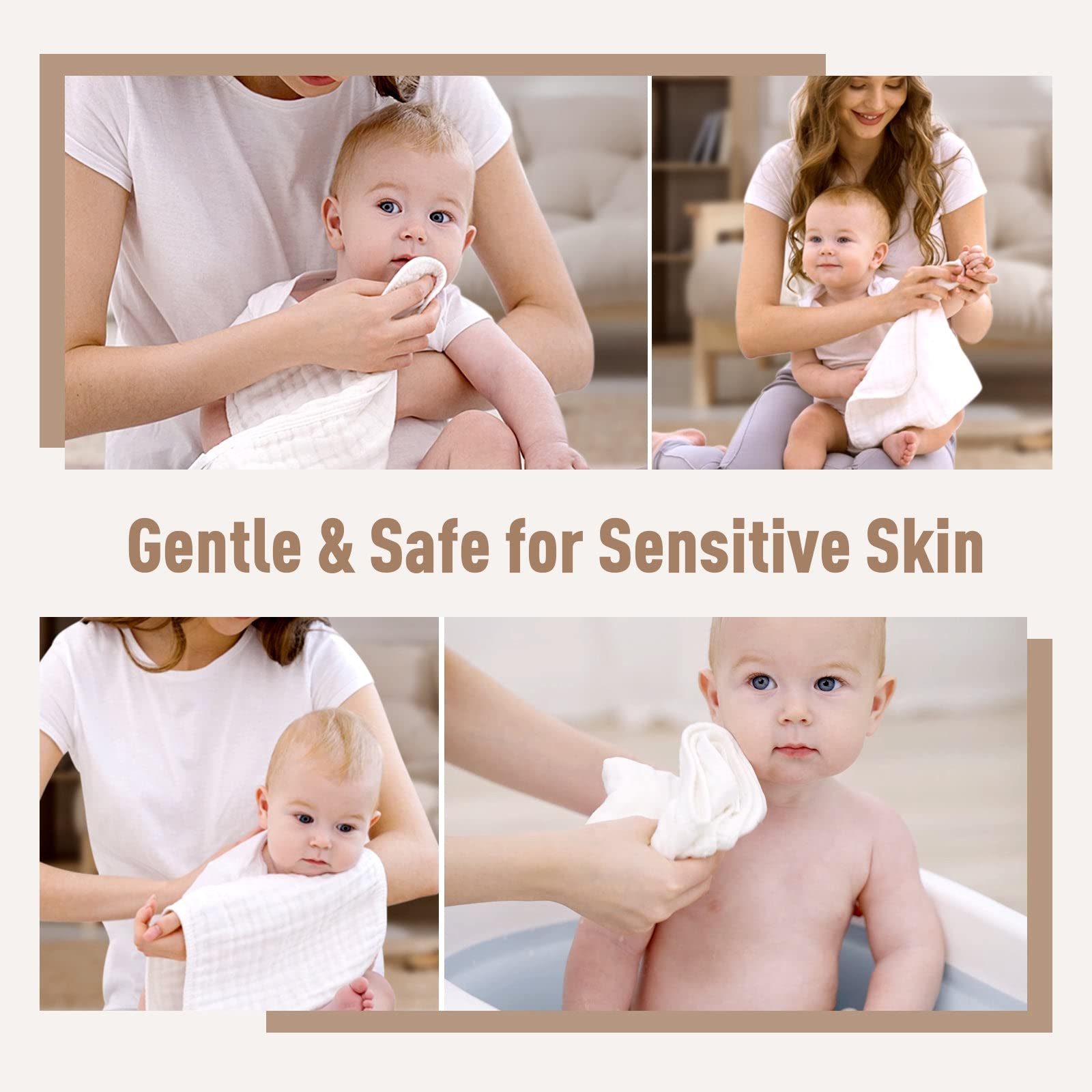 Yoofoss Muslin Burp Cloths for Baby 10 Pack 100% Cotton Baby Washcloths for Boys Girls Large 20&