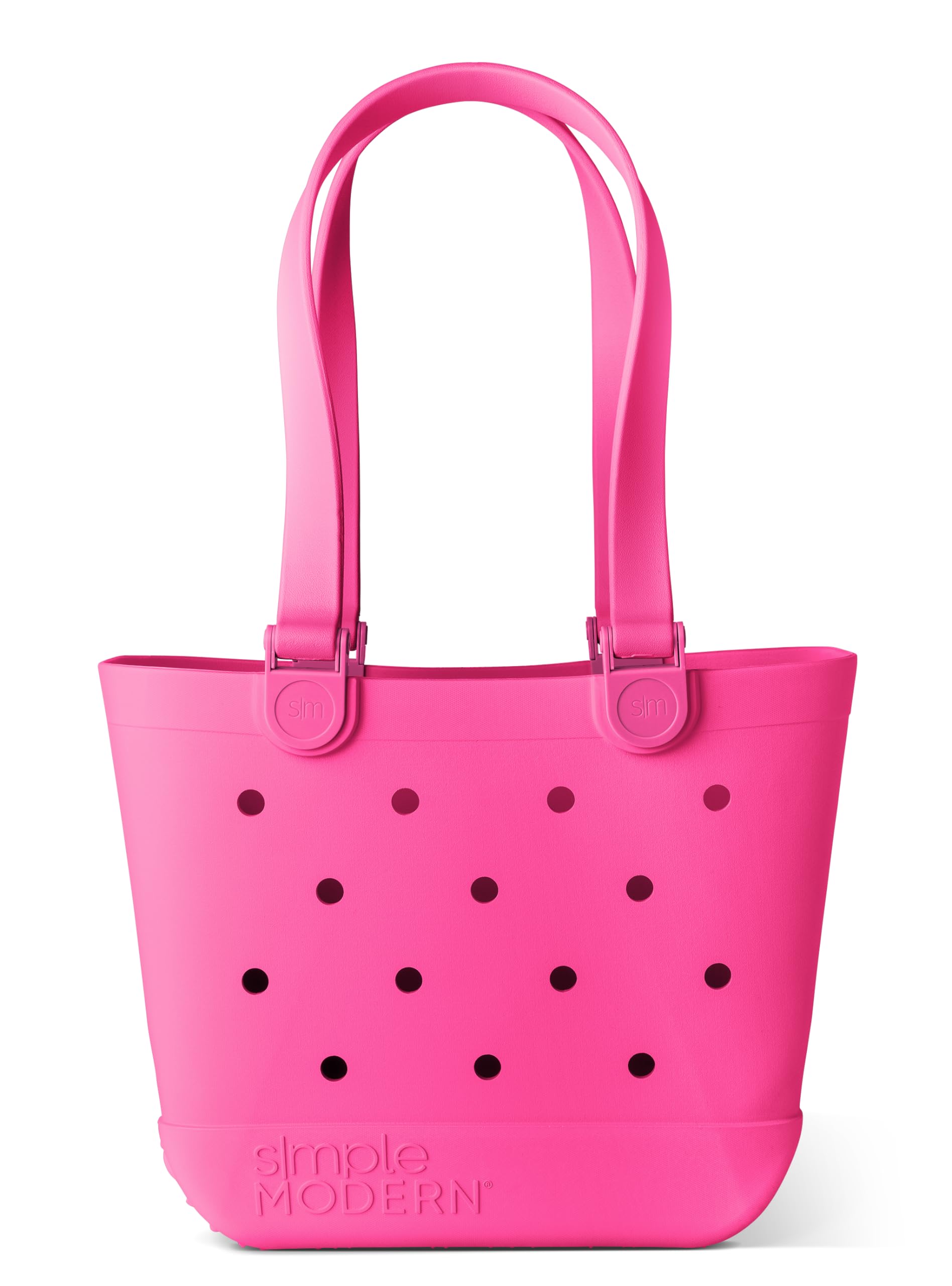 Simple Modern Beach Bag Rubber Tote | Waterproof Medium Tote Bag with Zipper Pocket for Pool, Groceries, Sports | Gifts For Women | Getaway Bag Collection | Almond Birch