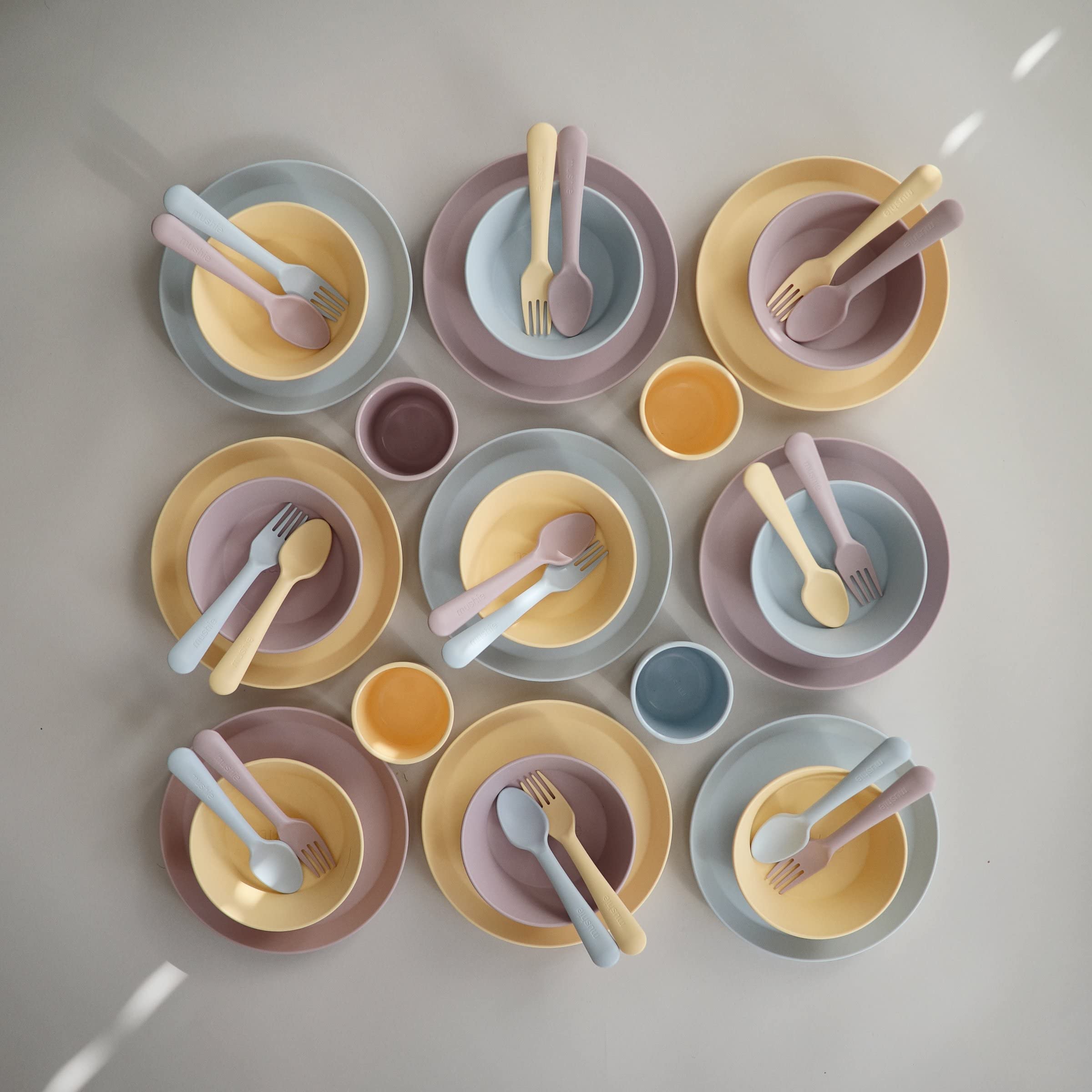 mushie Flatware Fork and Spoon Set for Kids | Made in Denmark (Sage)