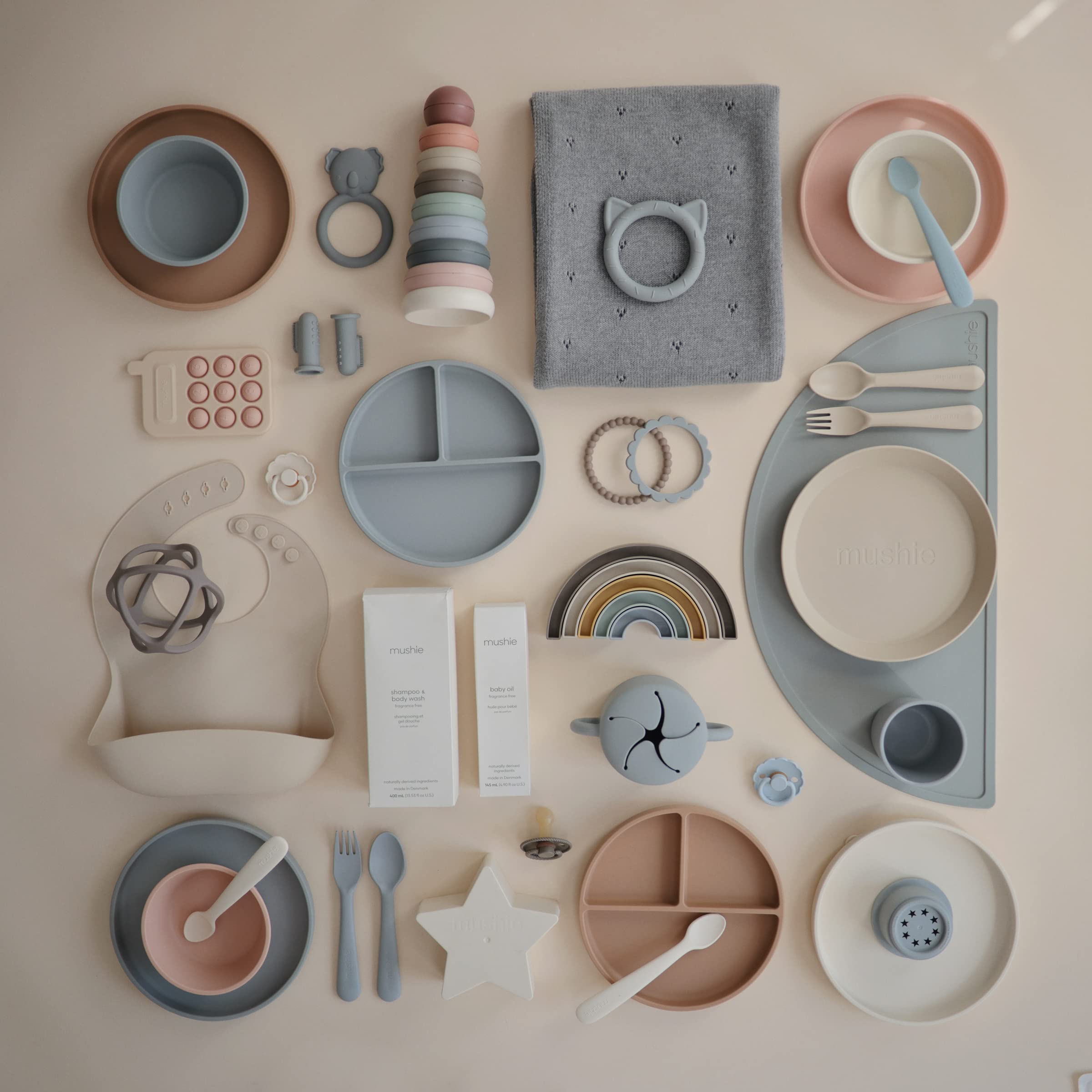 mushie Flatware Fork and Spoon Set for Kids | Made in Denmark (Sage)