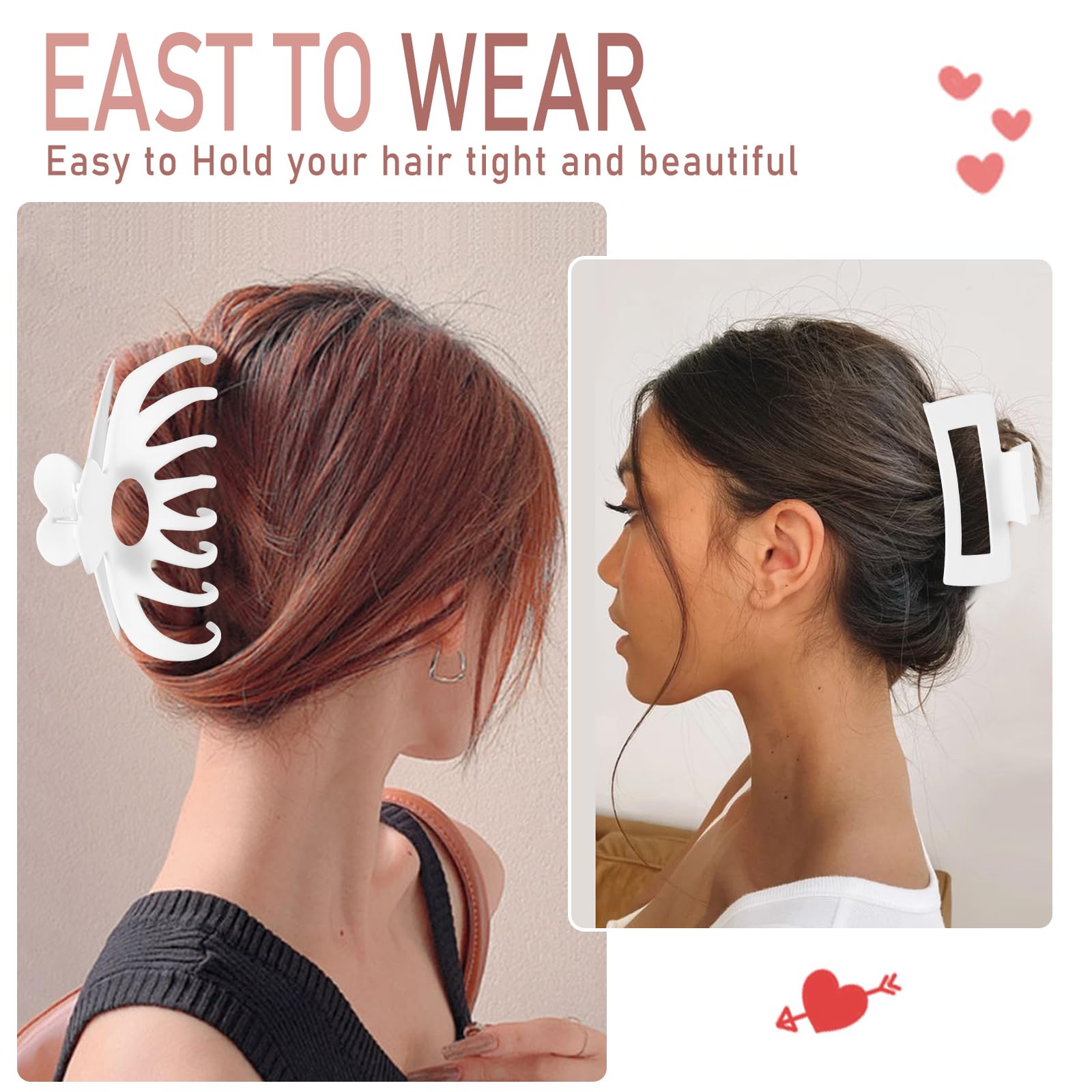 LuSeren Hair Clips for Women 4.3 Inch Large Hair Claw Clips for Women Thin Thick Curly Hair, Big Matte Banana Clips,Strong Hold jaw clips,Neutral Colors