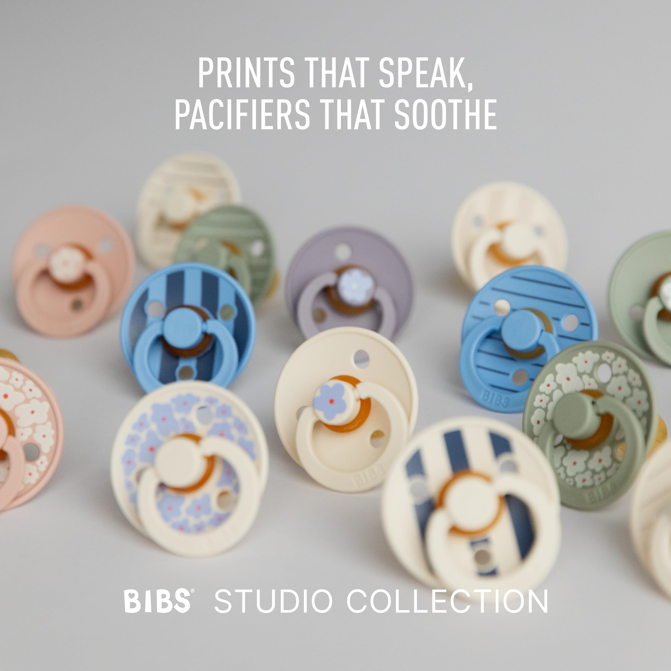 BIBS Pacifiers - Studio Collection | Natural Rubber Baby Pacifier | Set of 2 BPA-Free Soothers | Made in Denmark | (Blush mix, 0-6 Months)
