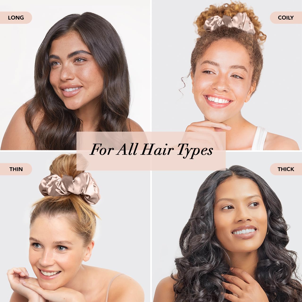 Kitsch 5 Count Velvet Hair Scrunchies for Women - Hair Ties for Thick Hair, Girls, Women, Cute Scrunchies, Soft Hair Accessories, Blush/Mauve