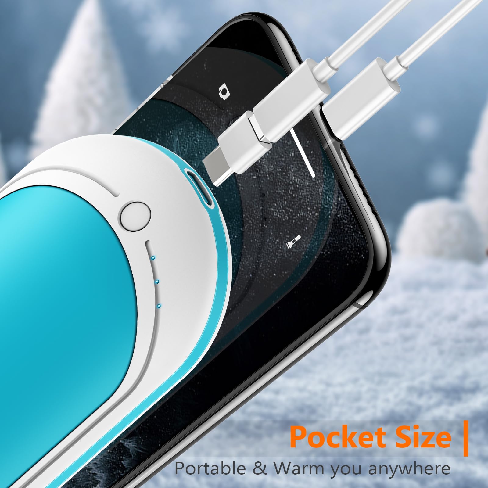 BESKAR Rechargeable Hand Warmer, 5200mAh Electric Hand Heater, Double-Sided Heating, USB Quick Charge, Portable Pocket Hand Warmer for Outdoor, Golf, Raynauds - Winter Gift