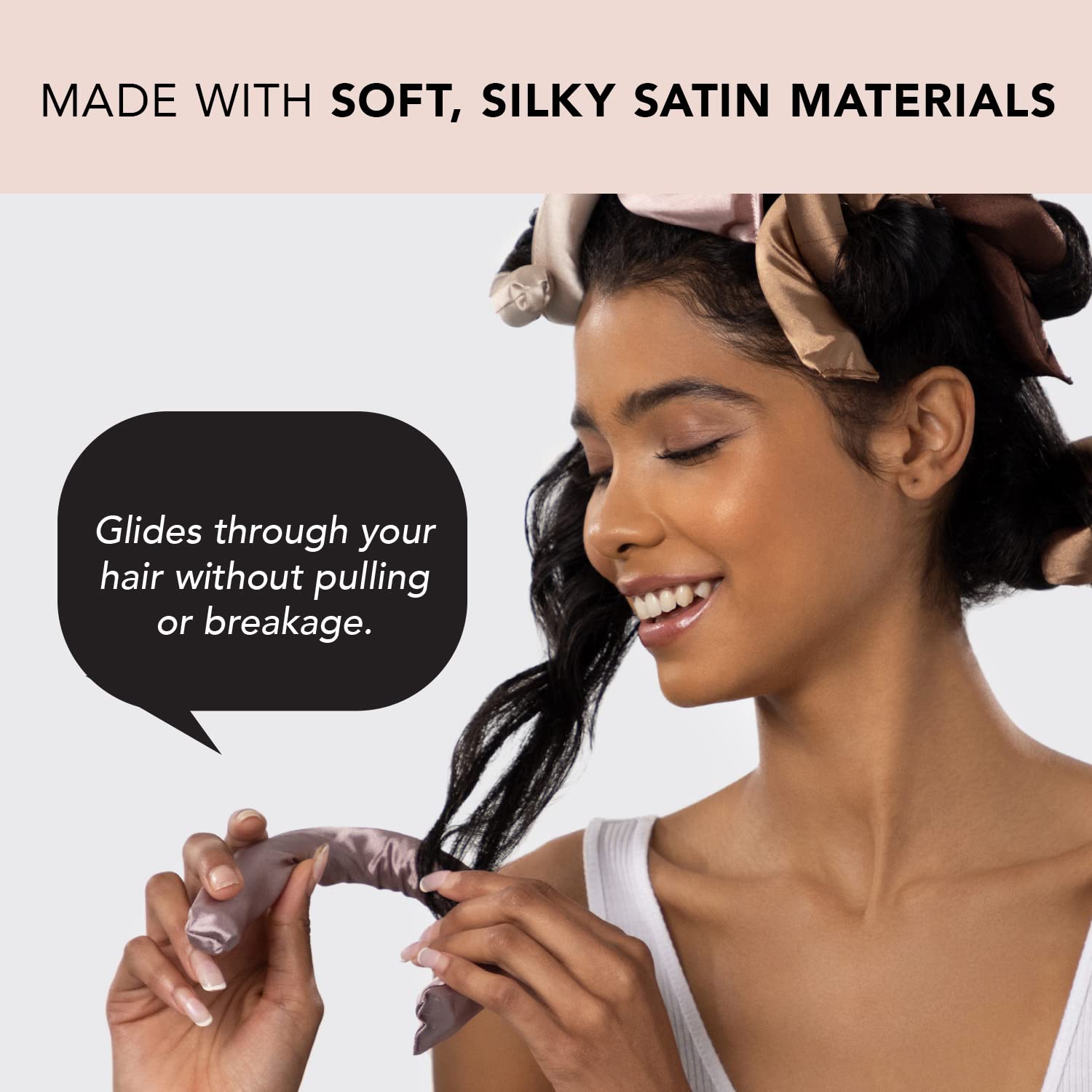 Kitsch Satin Heatless Curling Rod- XL Heatless Hair Curler w/Reliable Snap - Heatless Curls Overnight - Soft Hair Rollers to Sleep In - No Heat Curls Overnight Curlers for Short Hair - 4pcs -Rosewood