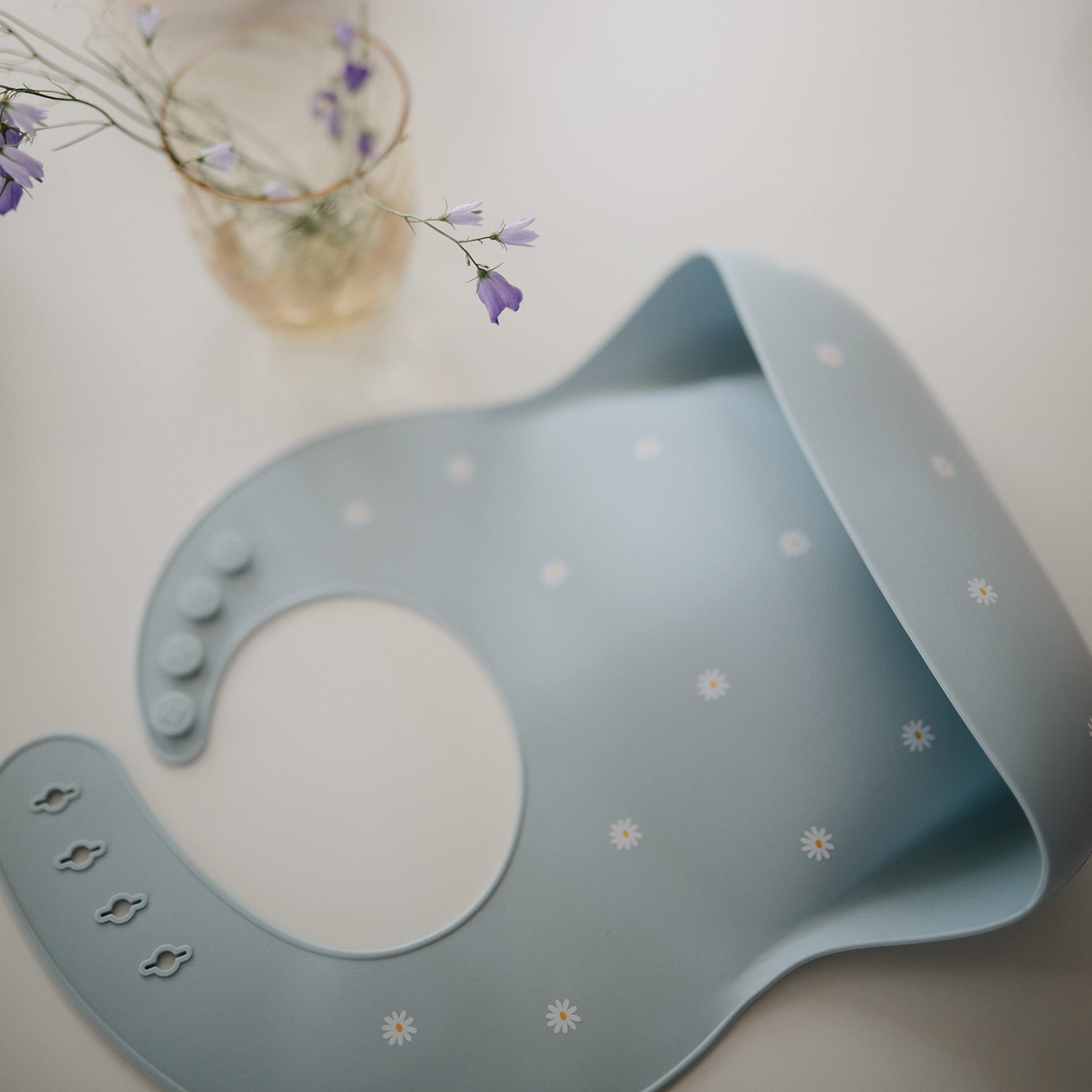 mushie Silicone Baby Bib | Adjustable Fit Waterproof Bibs (Whales)