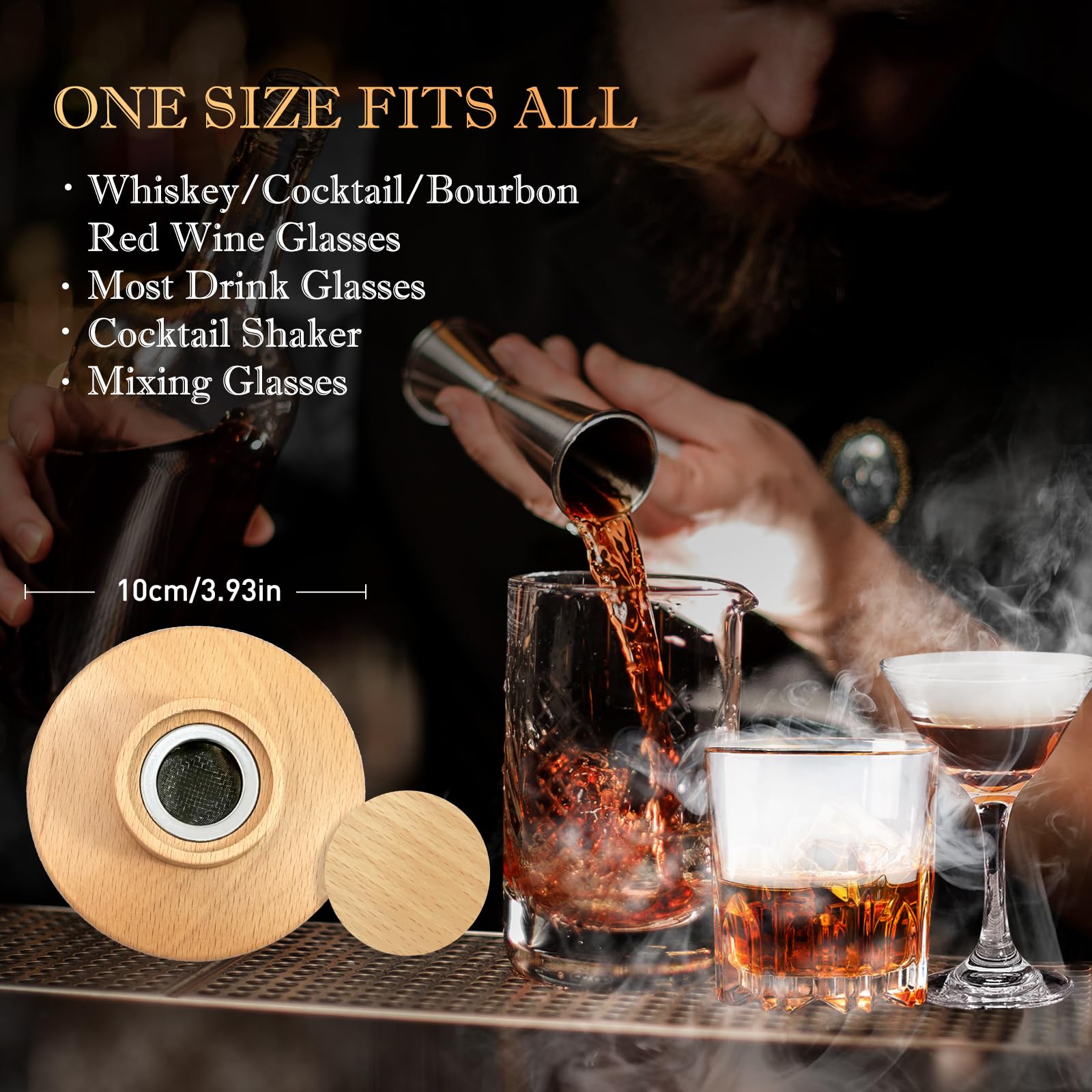Gifts for Men Cocktail Smoker Kit for Bourbon Whiskey, Dad Mens Gifts for Christmas, Bourbon Whiskey Smoker Gifts for Men Dad Him Husband, 6 Flavors Wood Chips for Old Fashioned Smoker Kit (No Butane)