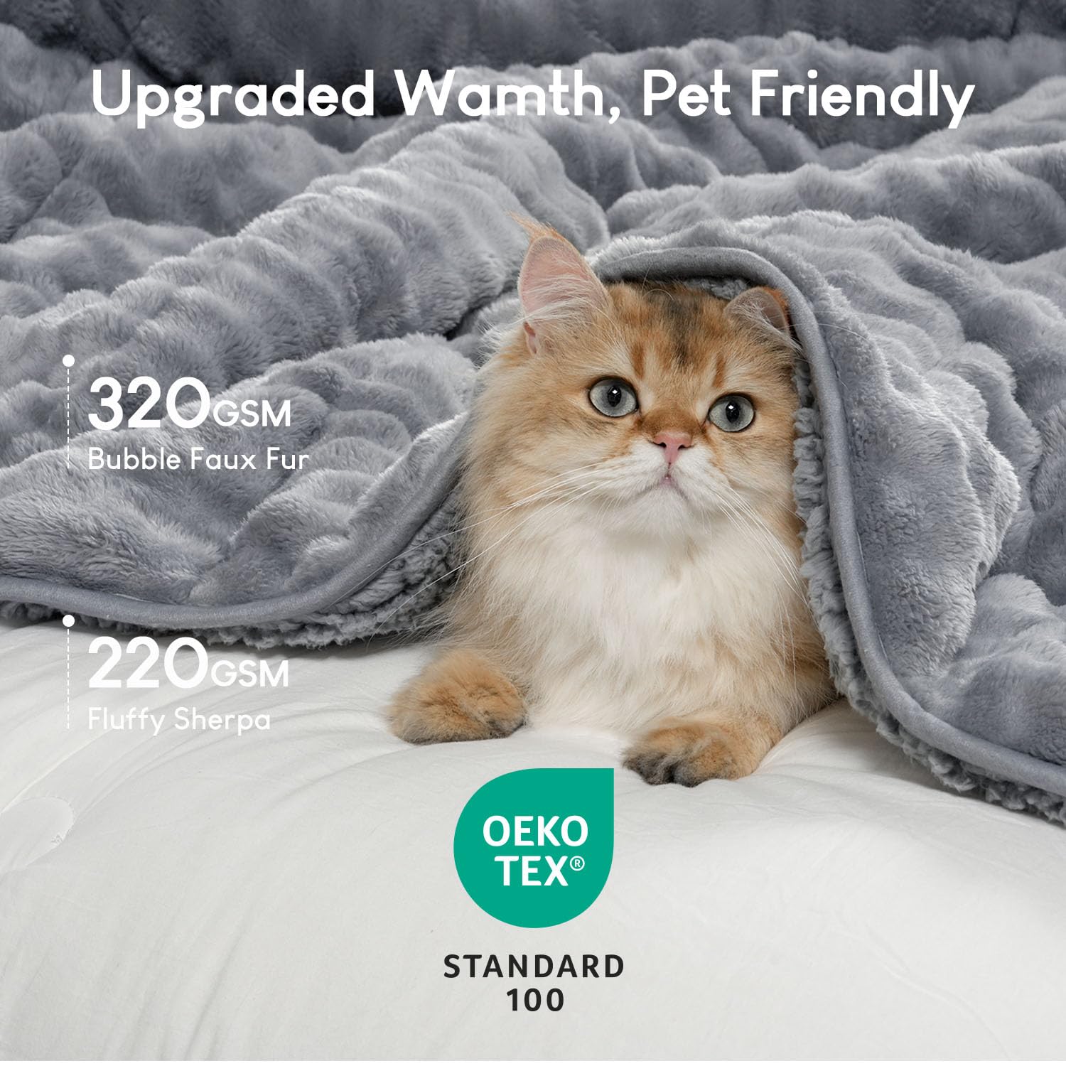 Cottonblue Weighted Blanket 15lbs Bubble Faux Fur Plush Sherpa Weighted Blankets for Adults, Fits Queen Size Bed, Cute Fuzzy Warm Heavy Blanket for Calm and Better Sleep, 60"x80", Cream White