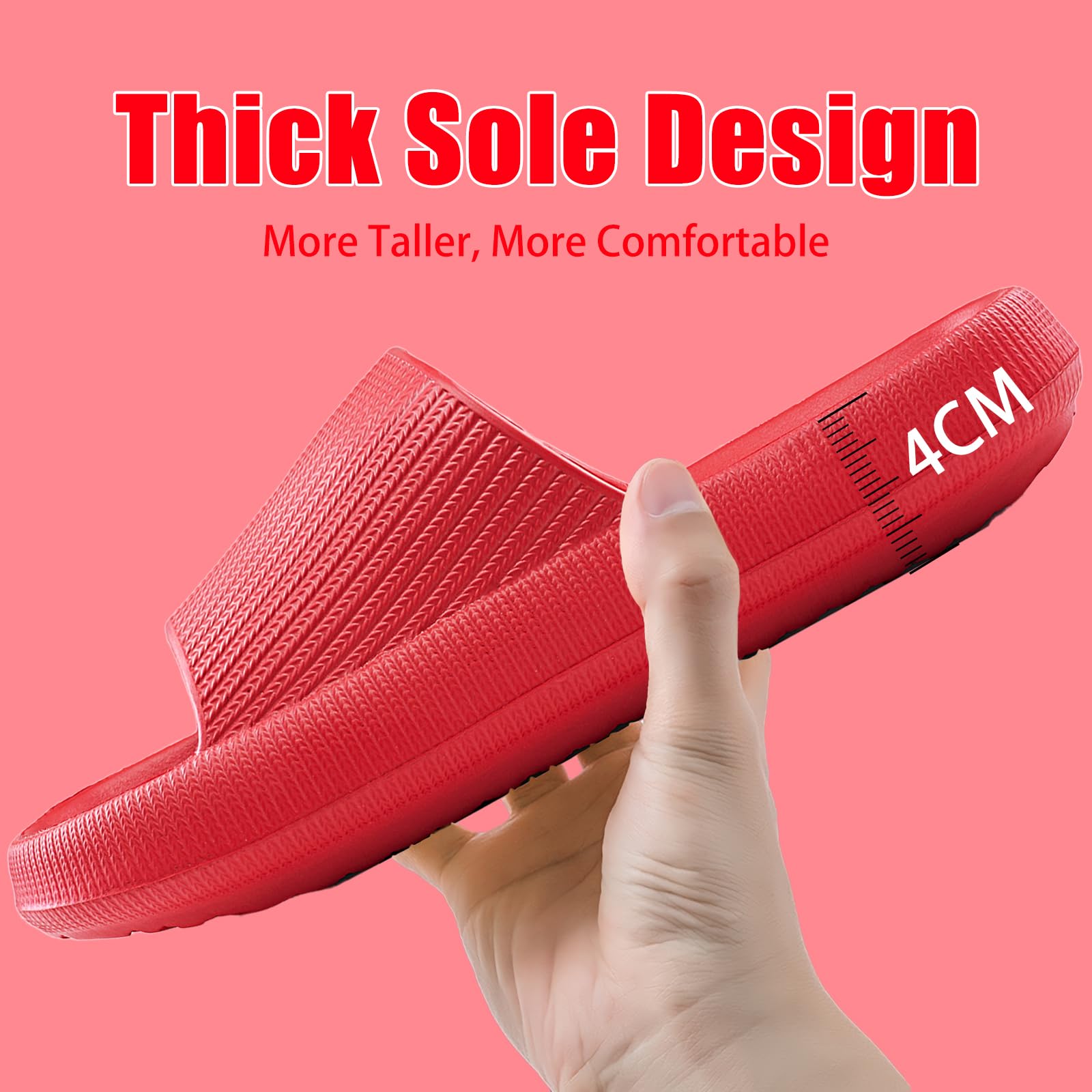 rosyclo Cloud Slippers for Women and Men, Pillow House Slippers Shower Shoes Indoor Slides Bathroom Sandals, Ultimate Comfort, Lightweight, Thick Sole, Non-Slip, Easy to Clean
