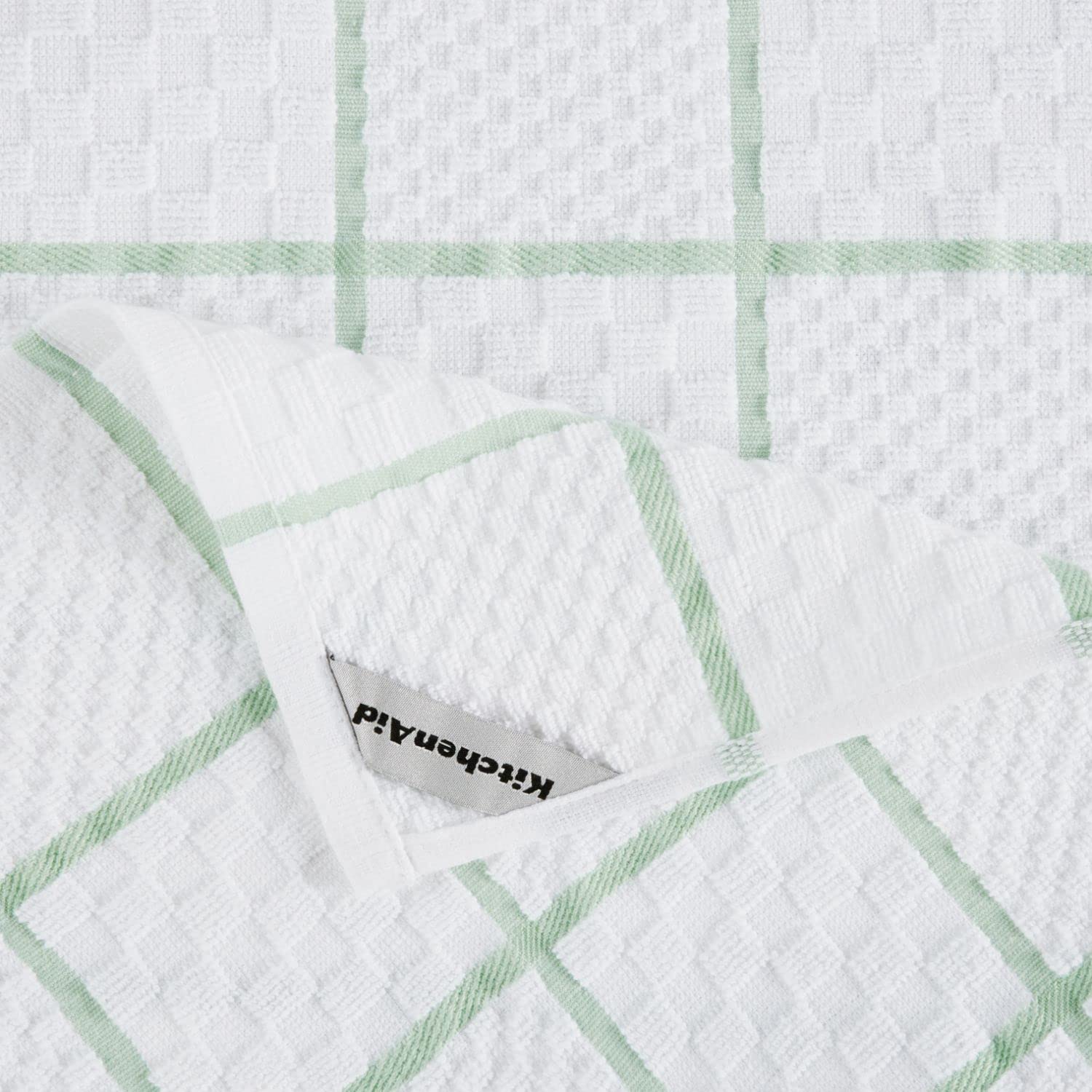 KITCHENAID Quilted Cotton Terry Cloth Oven Mitt, Pot Holder, Kitchen Towel 4-Pack Set, Heat Resistant, Silicone Grip, Gift Set, Milkshake, 16"x26", 7"x13" & 7"x10"