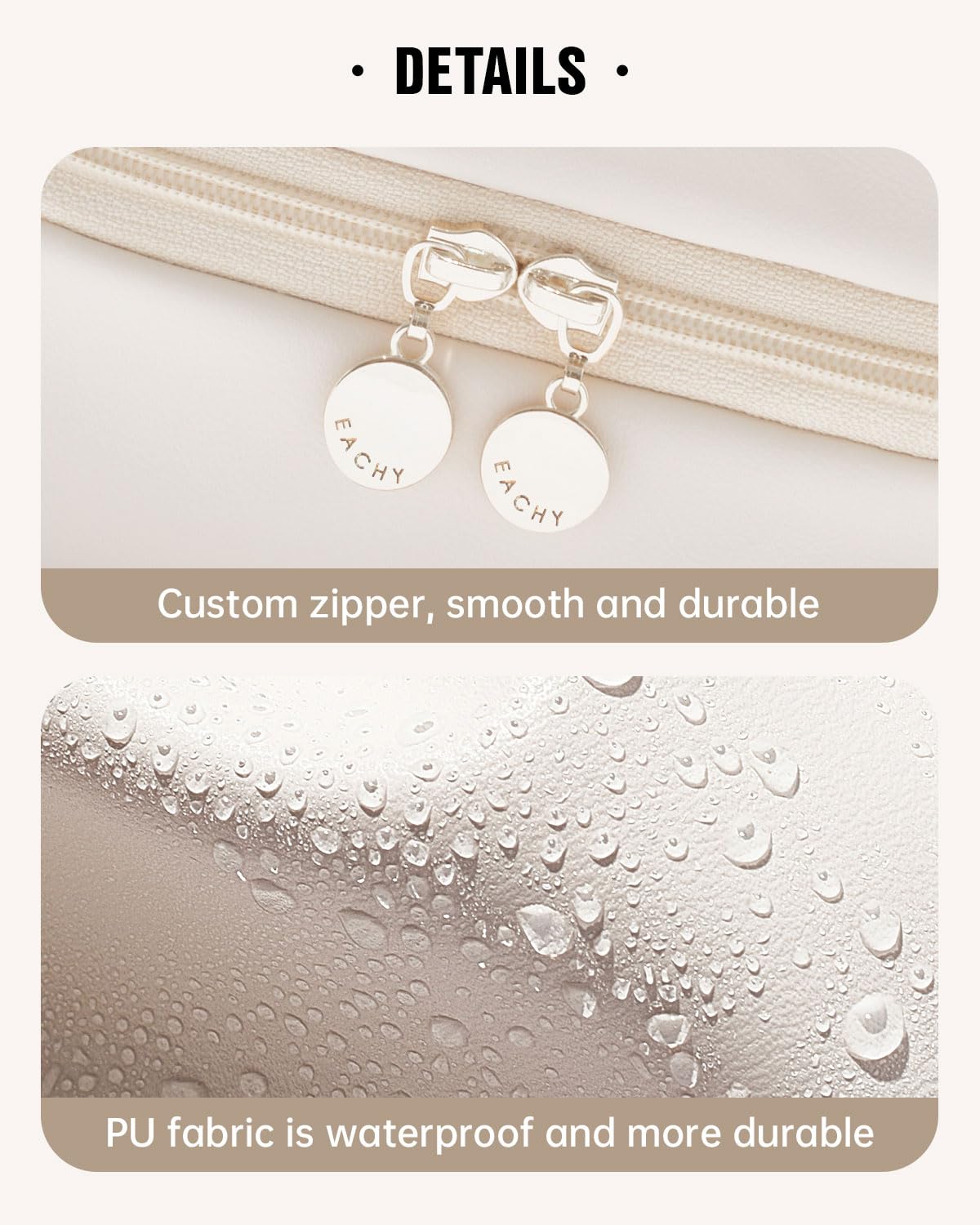 EACHY Travel Makeup Bag,Large Capacity Cosmetic Bags for Women,Waterproof Portable Pouch Open Flat Toiletry Bag Make up Organizer with Divider and Handle