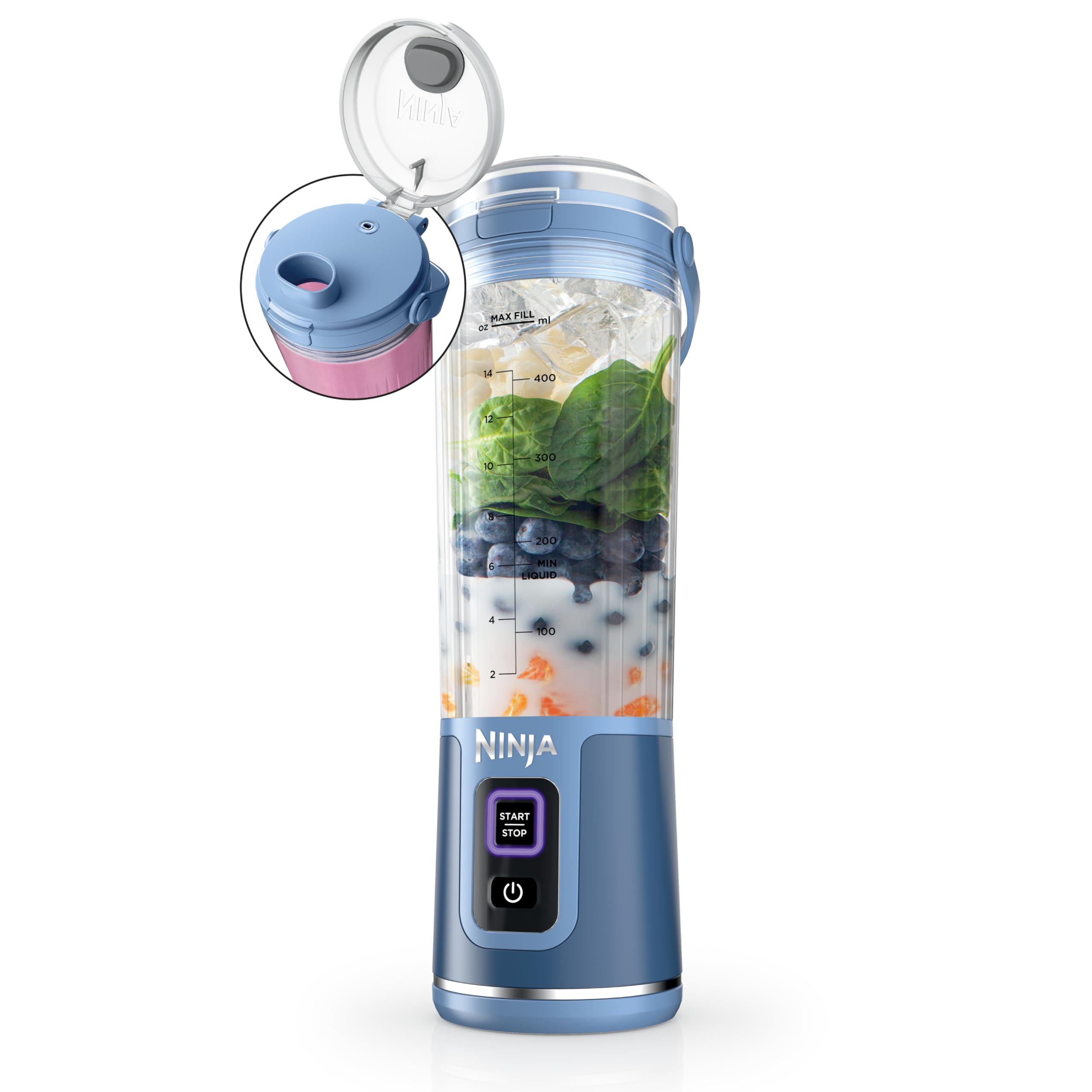 Ninja Blast Portable Blender, Cordless, 18oz. Vessel, Personal Blender For-Shakes and Smoothies, BPA Free, Leakproof-Lid and Sip Spout, USB-C Rechargeable, Dishwasher Safe Parts, Tinted Pink, BC151PK