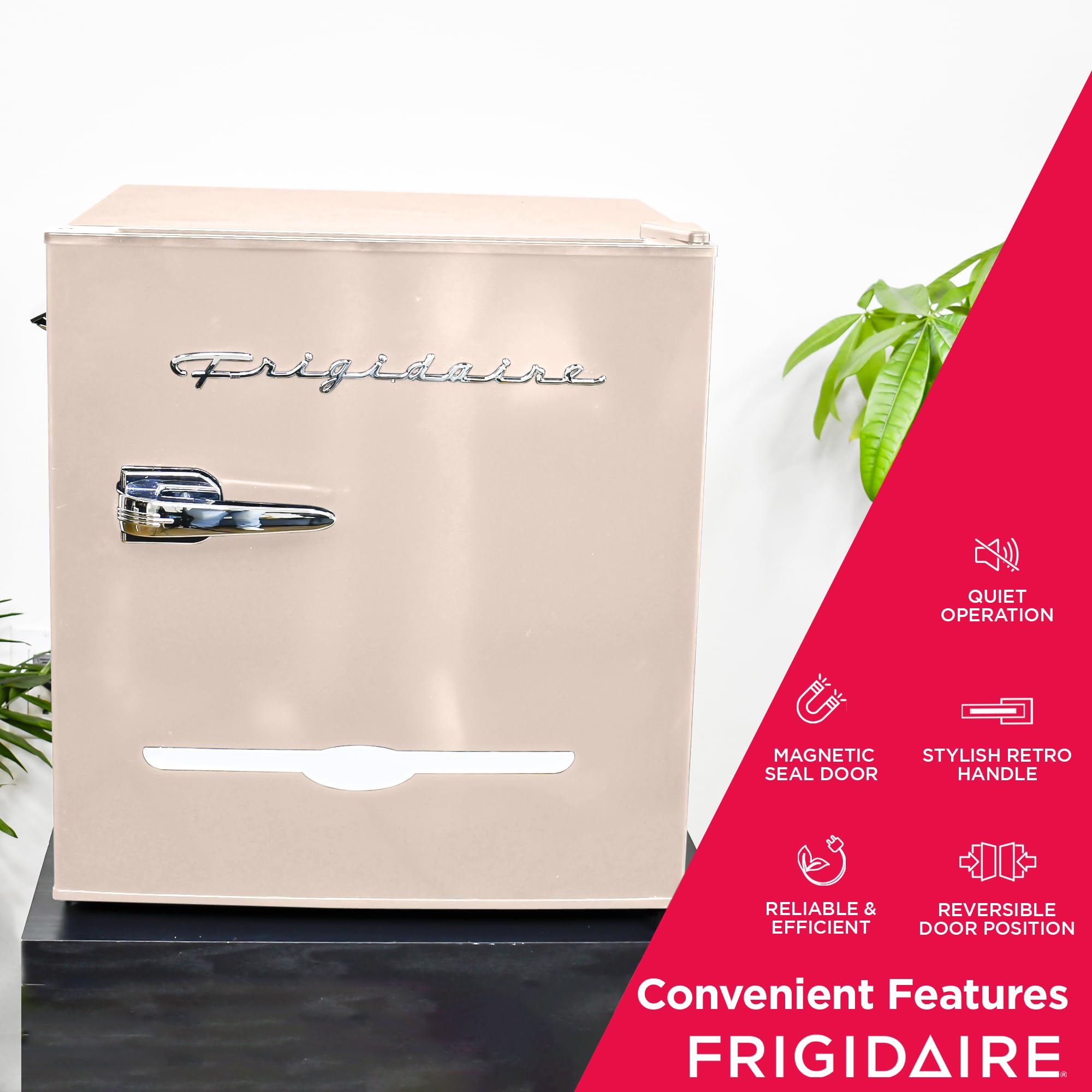 Frigidaire Coral EFR176- AMZ EFR176 Retro Mini Refrigerator-Energy Saving-Adjustable Thermostat Control-Side Mounted Bottle Opener-Ideal for for Dorm, Office, RV, Garage, Apartment 1.6 Cubic Feet