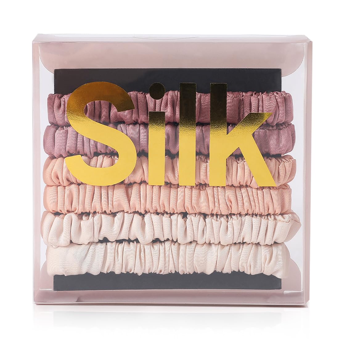 6PCS Silk Scrunchies for Hair, 100% Mulberry Silk Hair Ties, Scrunchies for Women Girls, Elastic Ponytail Holders No Damage