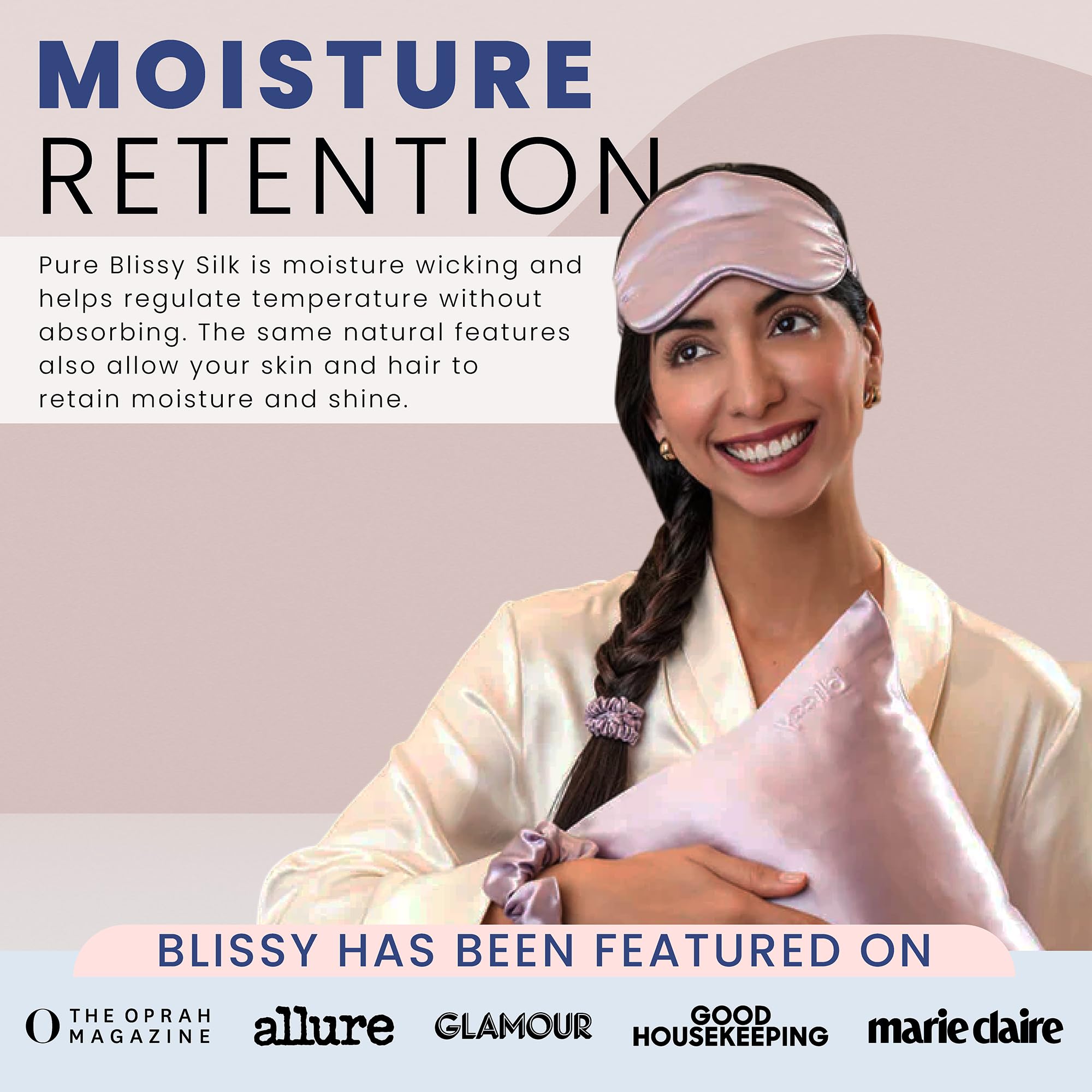 Blissy Silk Sleep Mask - Silk Eye Sleeping Mask for Women & Men for Total Blackout - 100% Pure Mulberry Silk, 22 Momme 6a Fibers - Blindfold Silk Sleep Mask Side Sleeper Eye Cover (Plum)