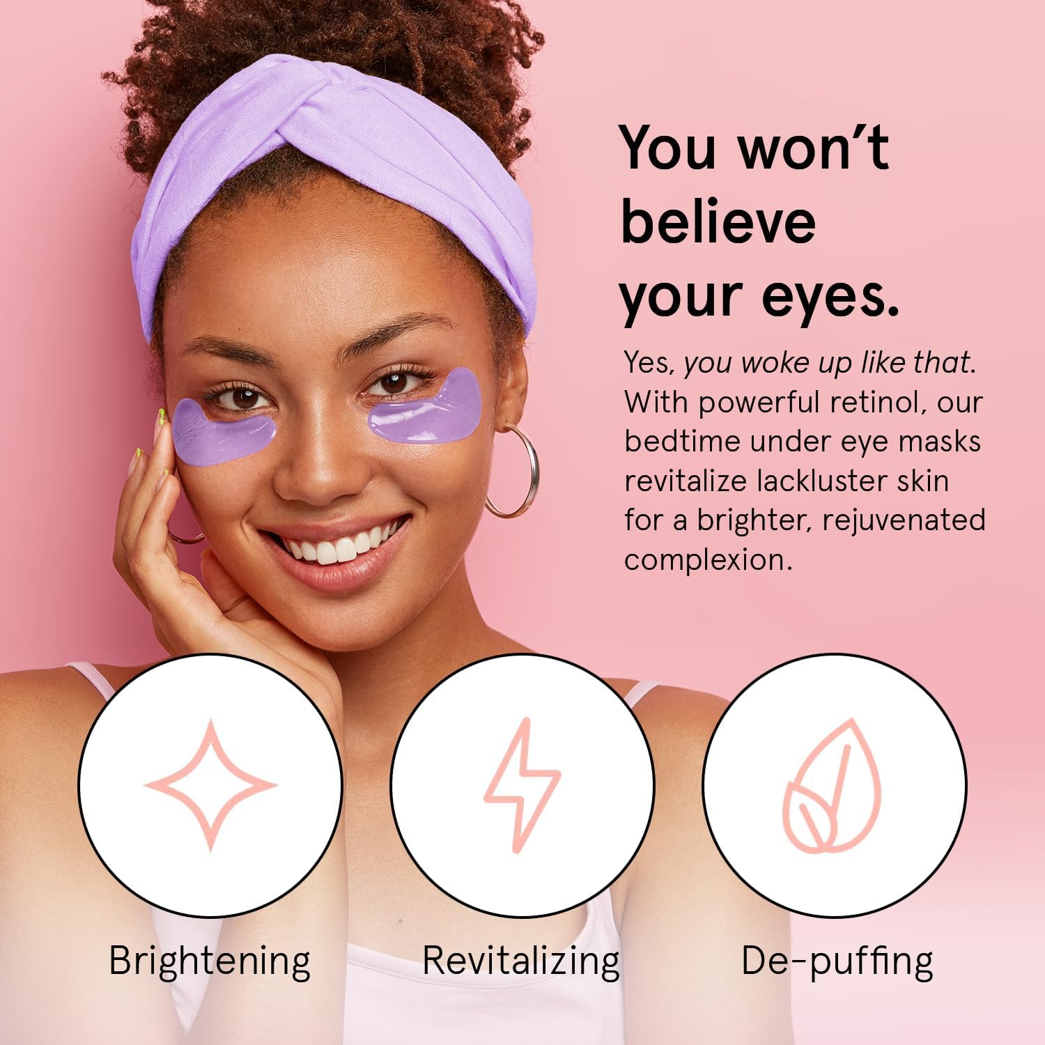 grace & stella Under Eye Masks for Dark Circles (Purple, 24 Pairs) - Gel Eye Mask with Retinol - Restoring Under Eye Patches for Puffy Eyes and Dark Circles - Vegan Cruelty-Free