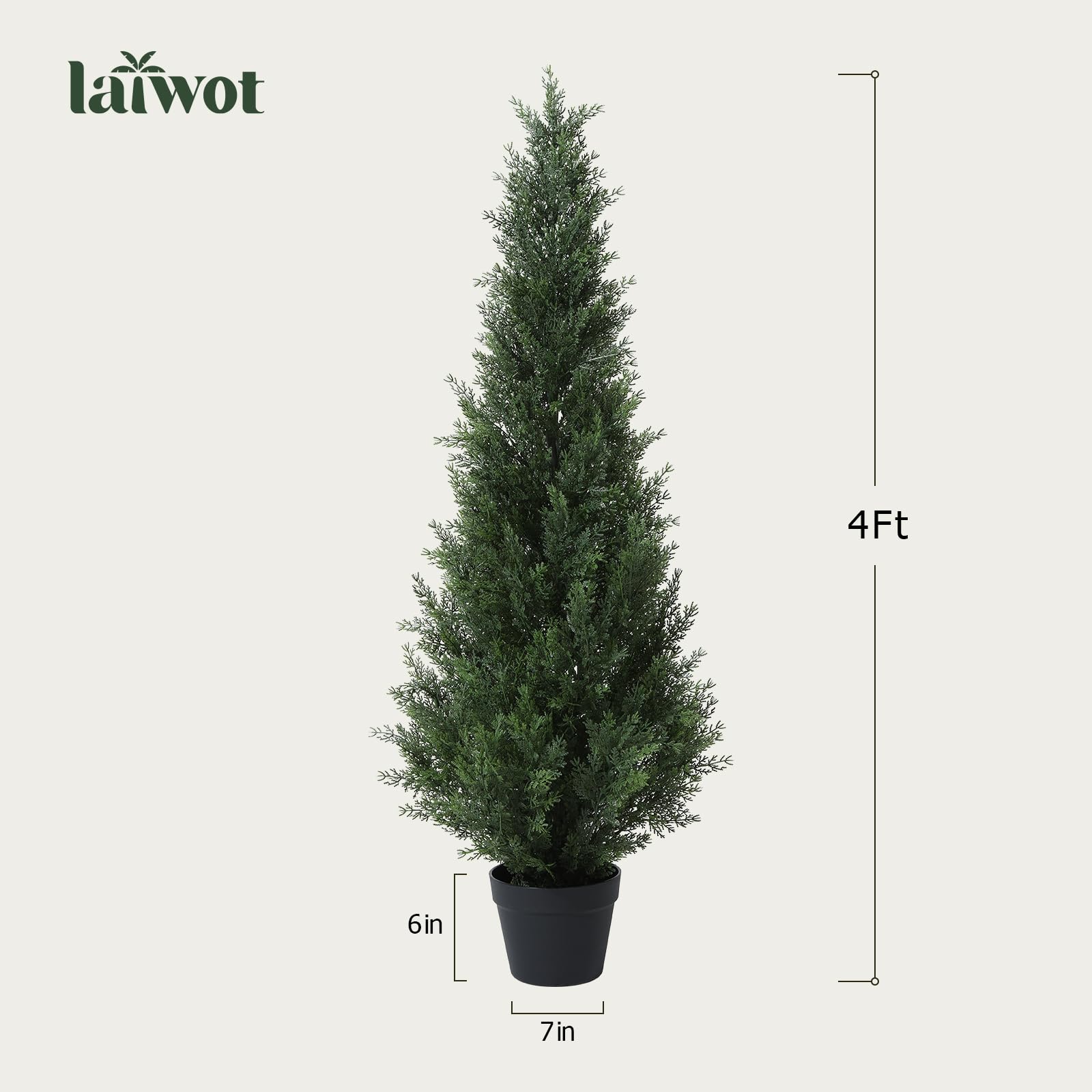 3FT Artificial Cedar Topiary Trees for Outdoors Potted Fake Cypress Trees Faux Evergreen Plants for Home Porch Decor Set of 2