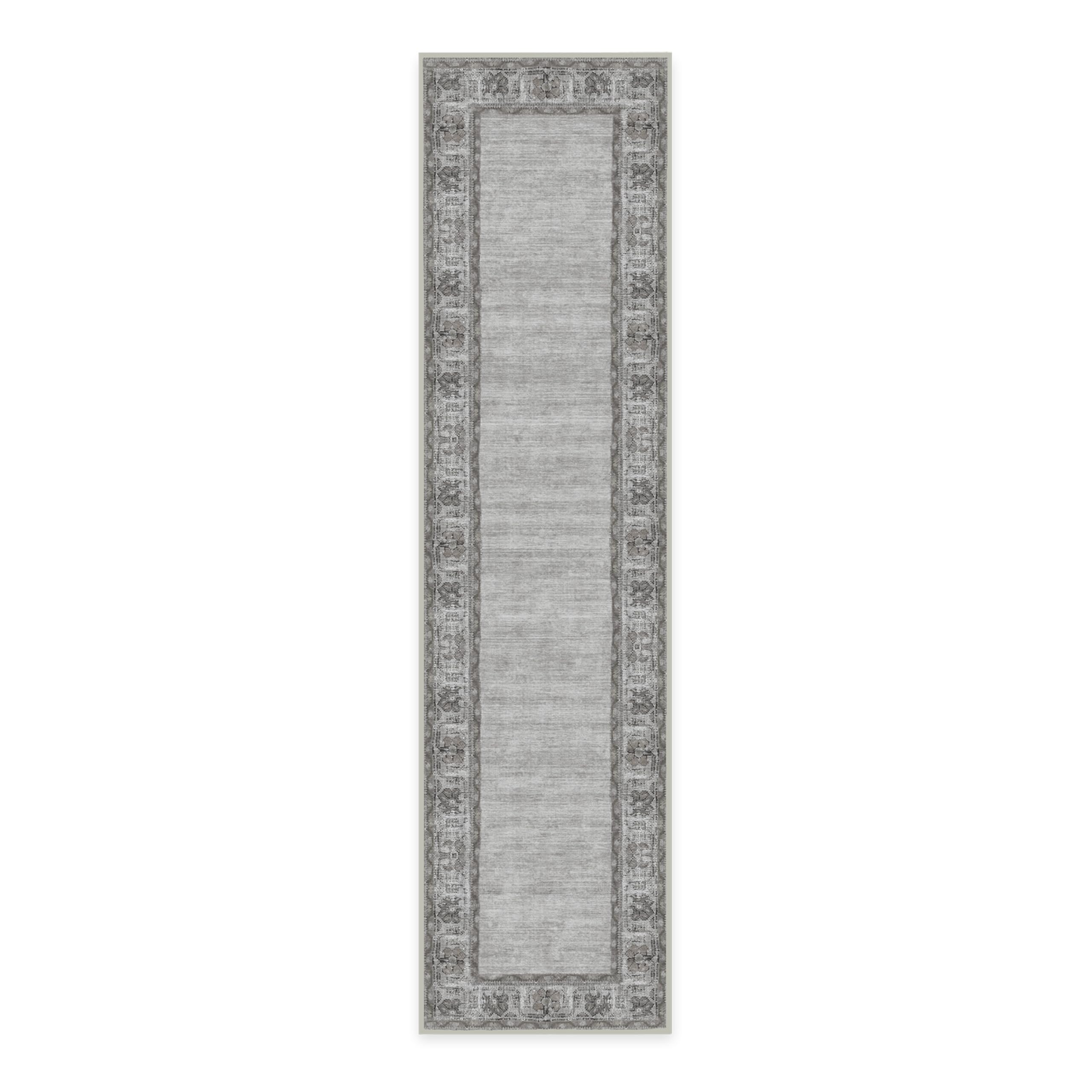 RUGGABLE Zinnia Runner Rug - Perfect Boho Washable Rug for Entryway Hallway Kitchen - Pet & Child Friendly - Stain & Water Resistant - Grey 2.5&