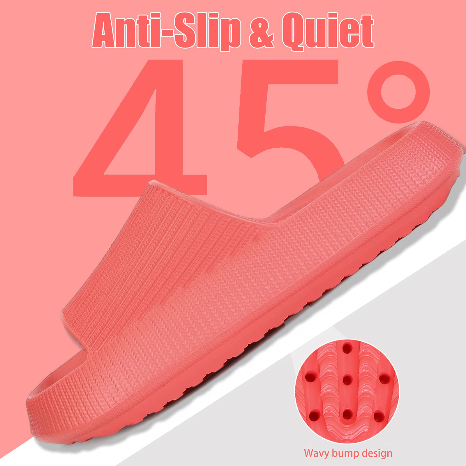 rosyclo Cloud Slippers for Women and Men, Pillow House Slippers Shower Shoes Indoor Slides Bathroom Sandals, Ultimate Comfort, Lightweight, Thick Sole, Non-Slip, Easy to Clean