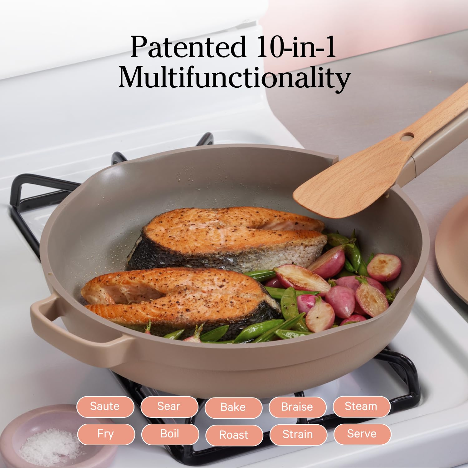 Our Place Always Pan 2.0-10.5-Inch Nonstick, Toxin-Free Ceramic Cookware | Versatile Frying Pan, Skillet, Saute Pan | Stainless Steel Handle | Oven Safe | Lightweight Aluminum Body | Steam